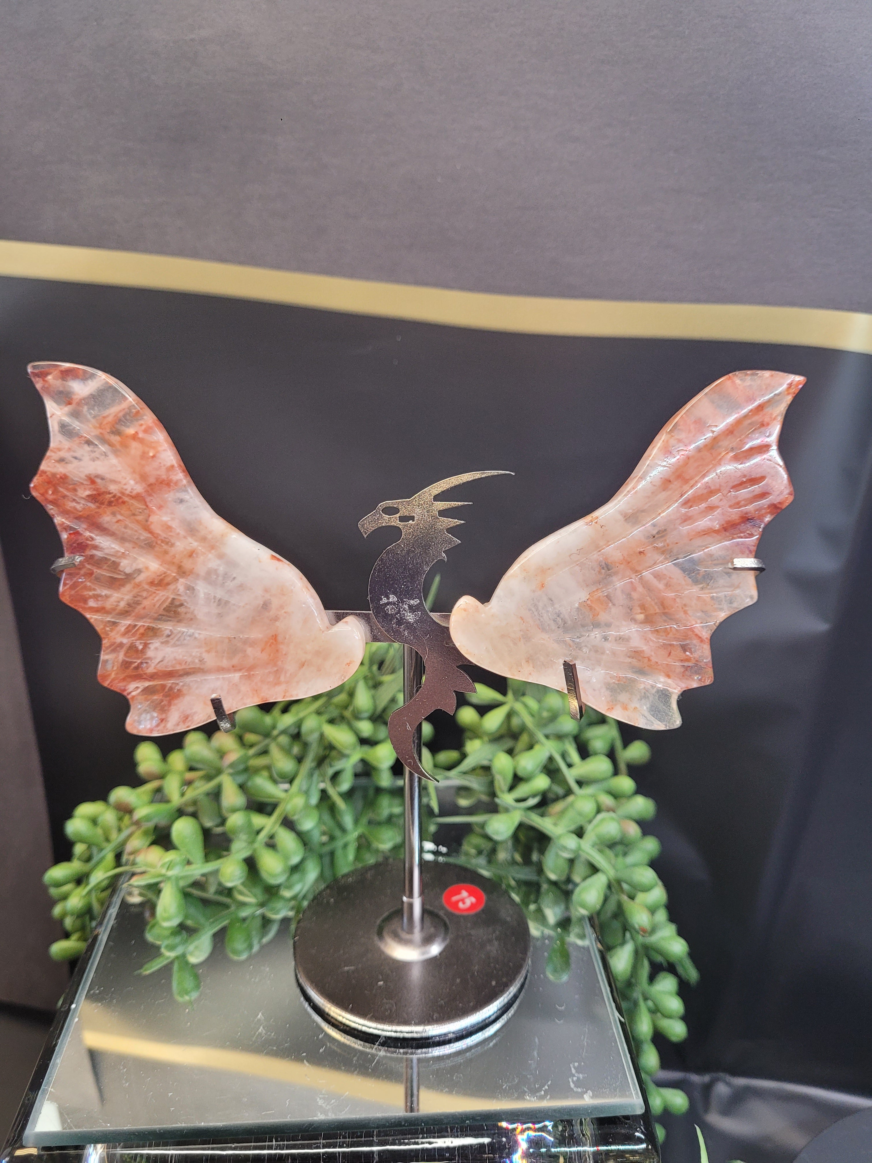Crystal Dragon Wings on Stand | Choose Your Stone