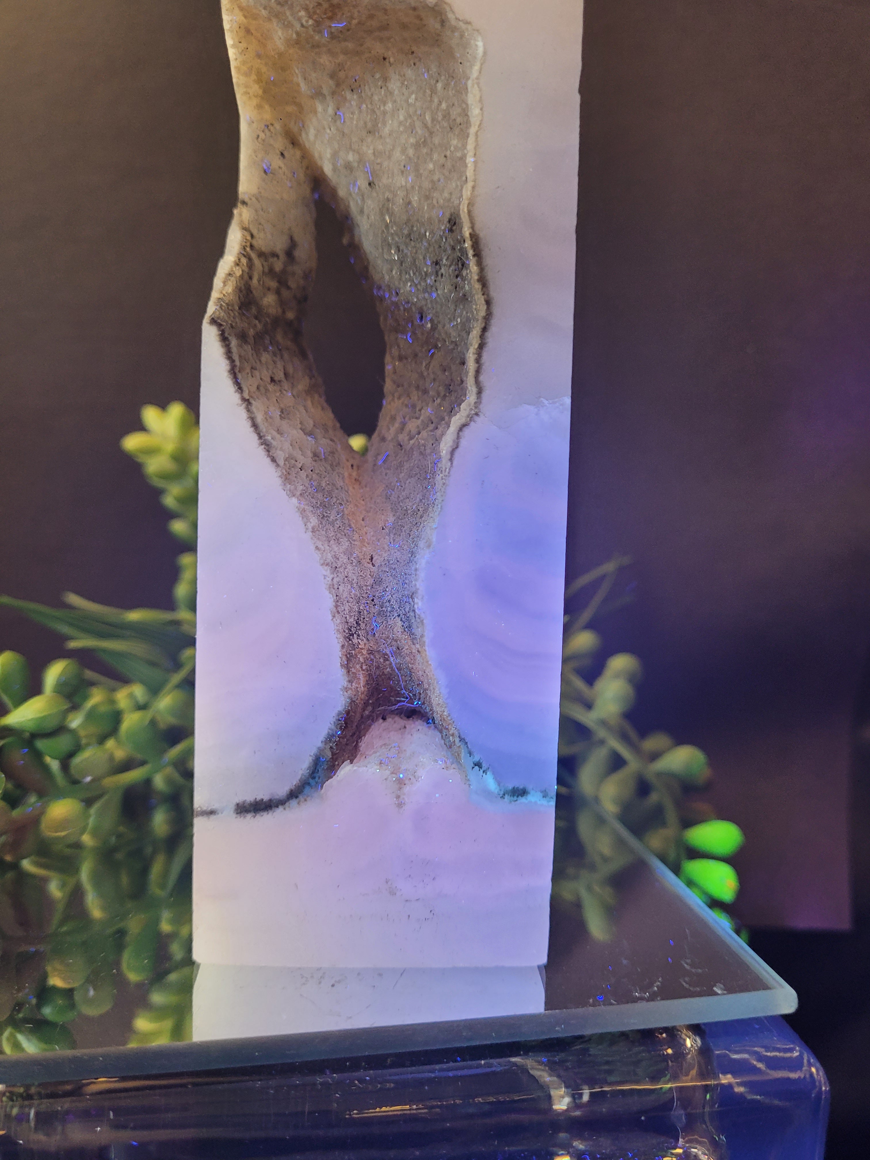 Blush White Onyx Portal Tower with Natural Druzy Window