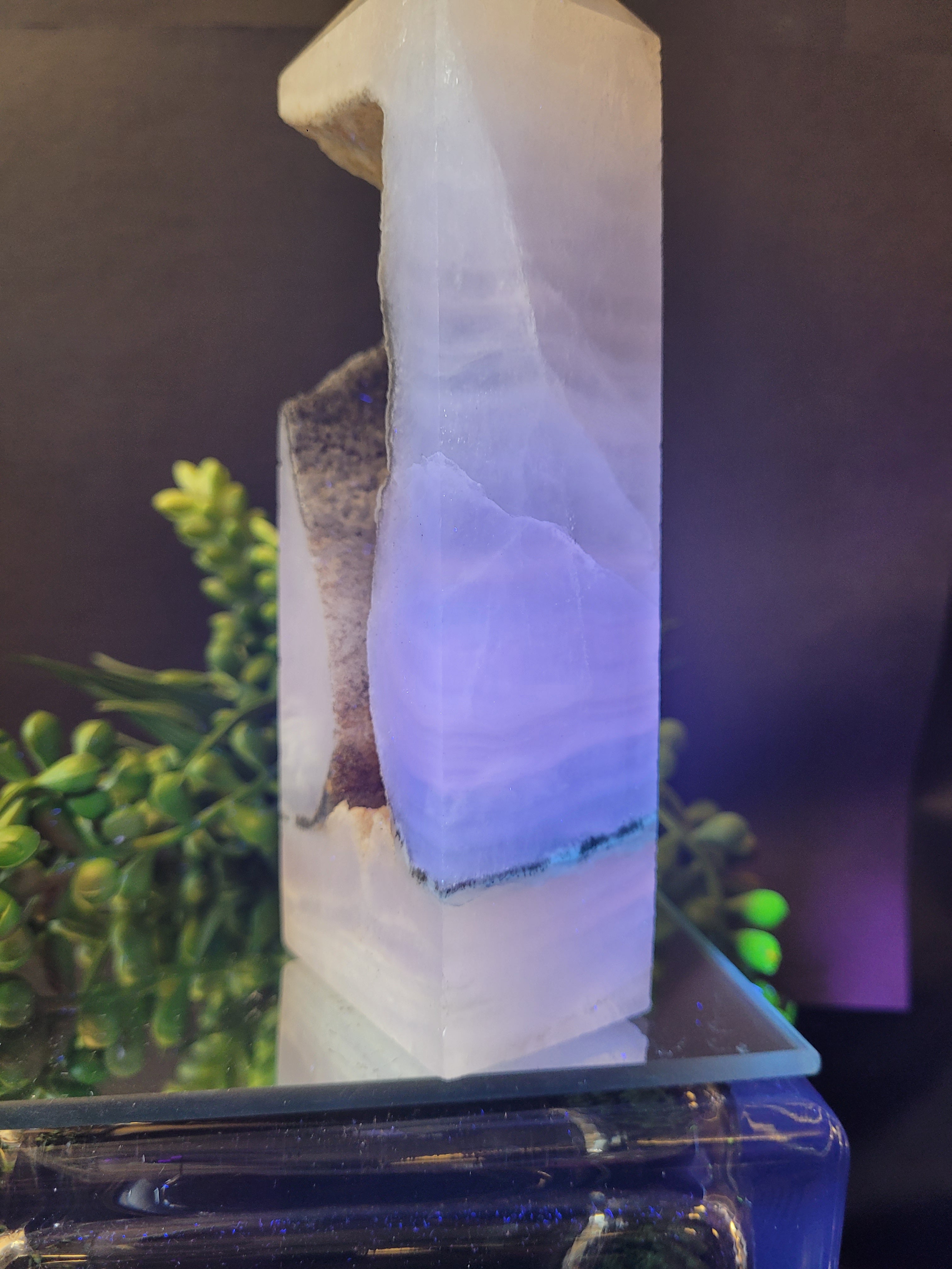 Blush White Onyx Portal Tower with Natural Druzy Window