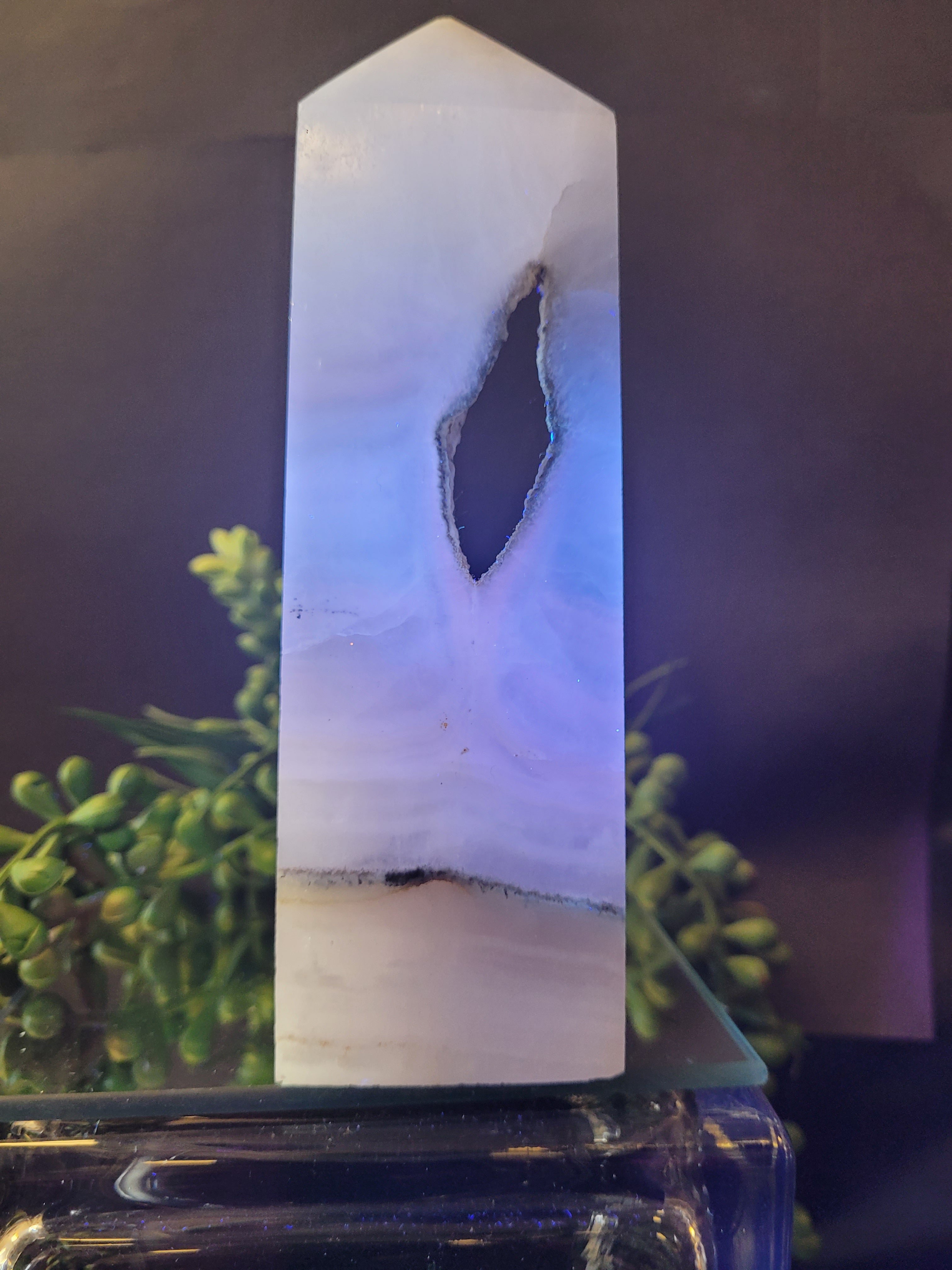 Blush White Onyx Portal Tower with Natural Druzy Window
