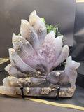 Agate Fox with Amethyst Druzy Feather Display