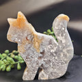Blue Plume Agate Cat • Druzy Plume Carving