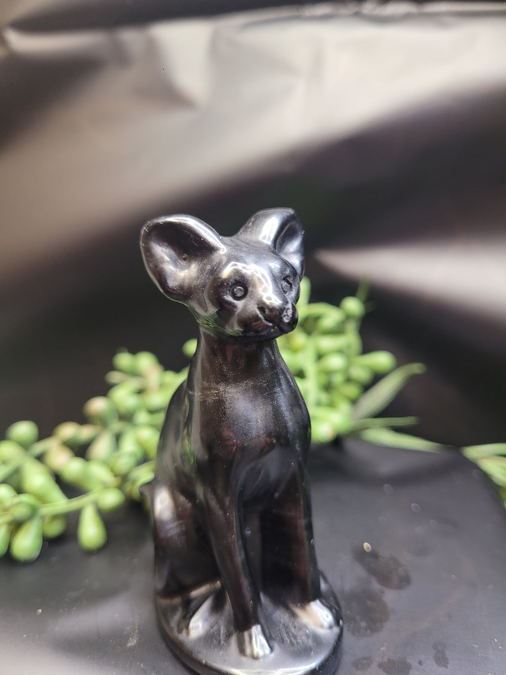 Black Obsidian Egyptian Cat Carving