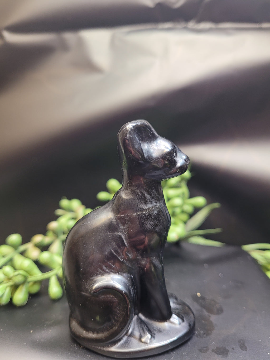 Black Obsidian Egyptian Cat Carving