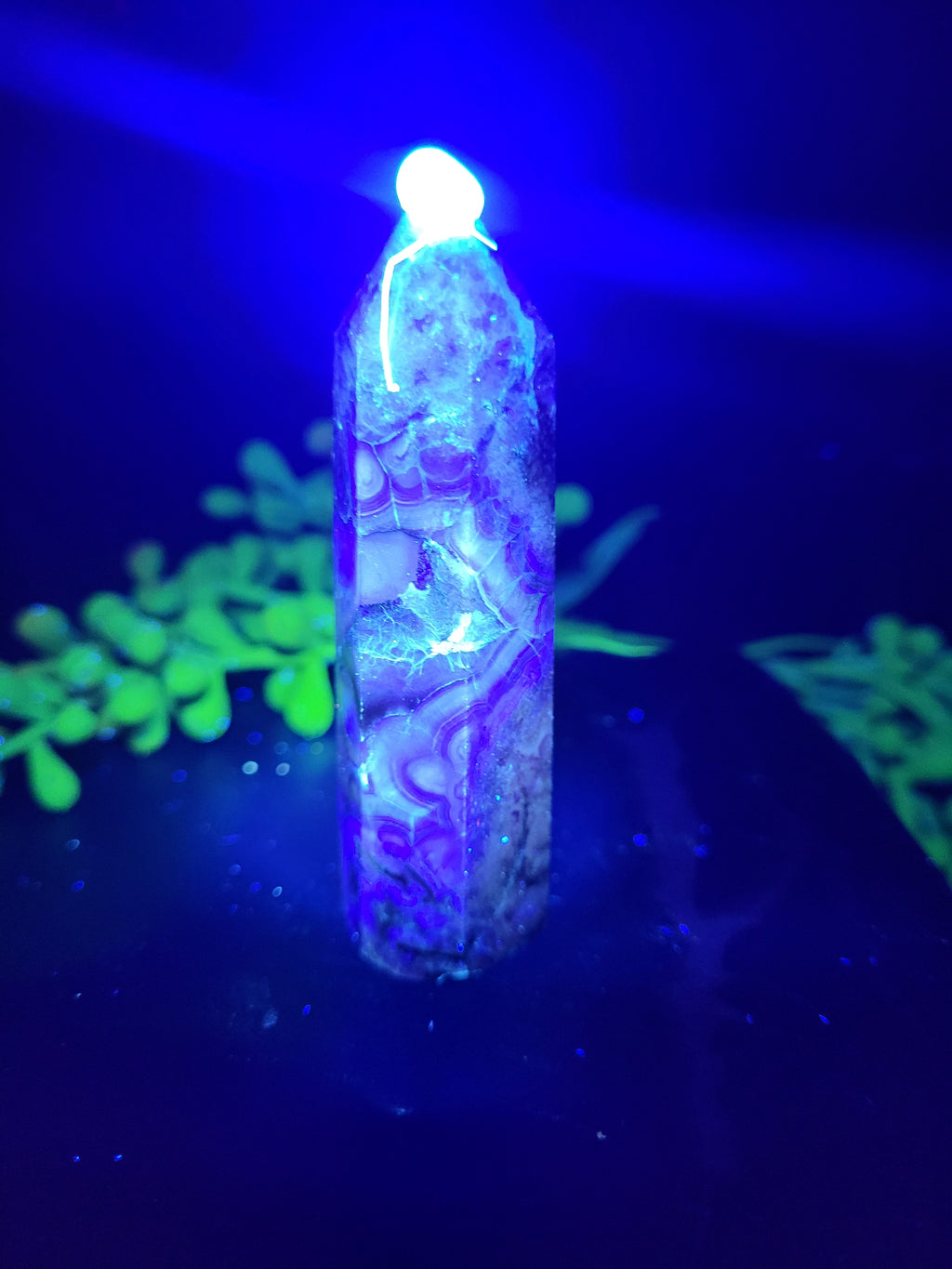 Root Fluorite Tower | UV Reactive Purple & Cream Crystal Point