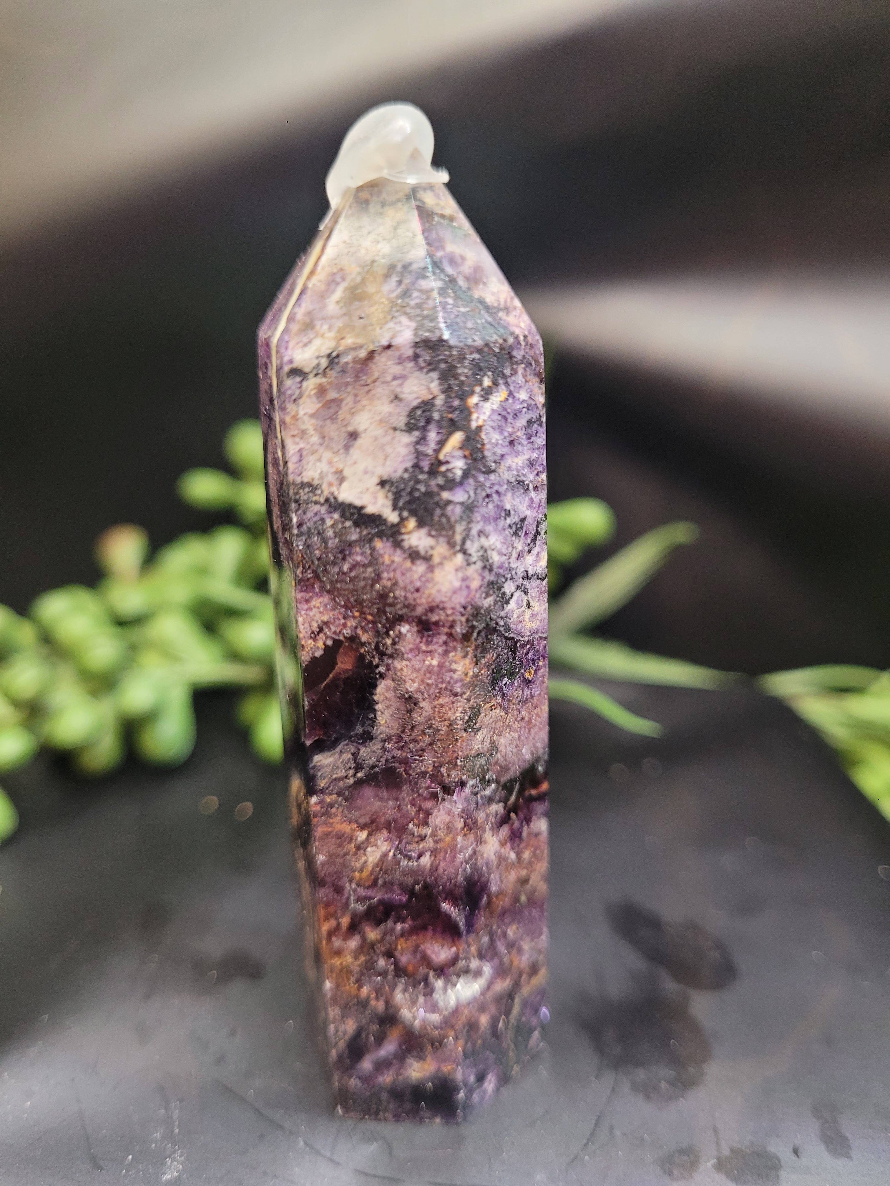 Root Fluorite Tower | UV Reactive Purple & Cream Crystal Point