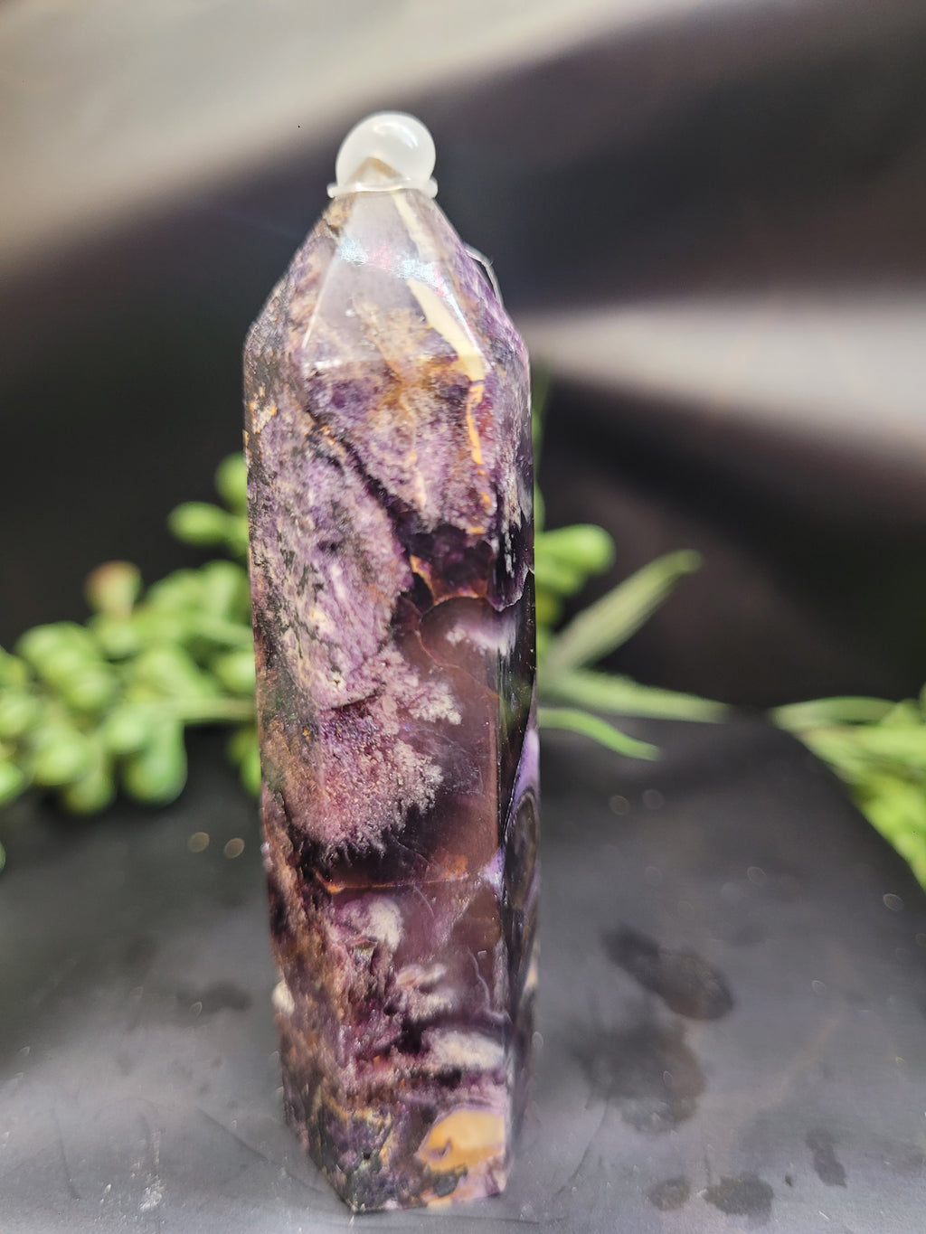 Root Fluorite Tower | UV Reactive Purple & Cream Crystal Point