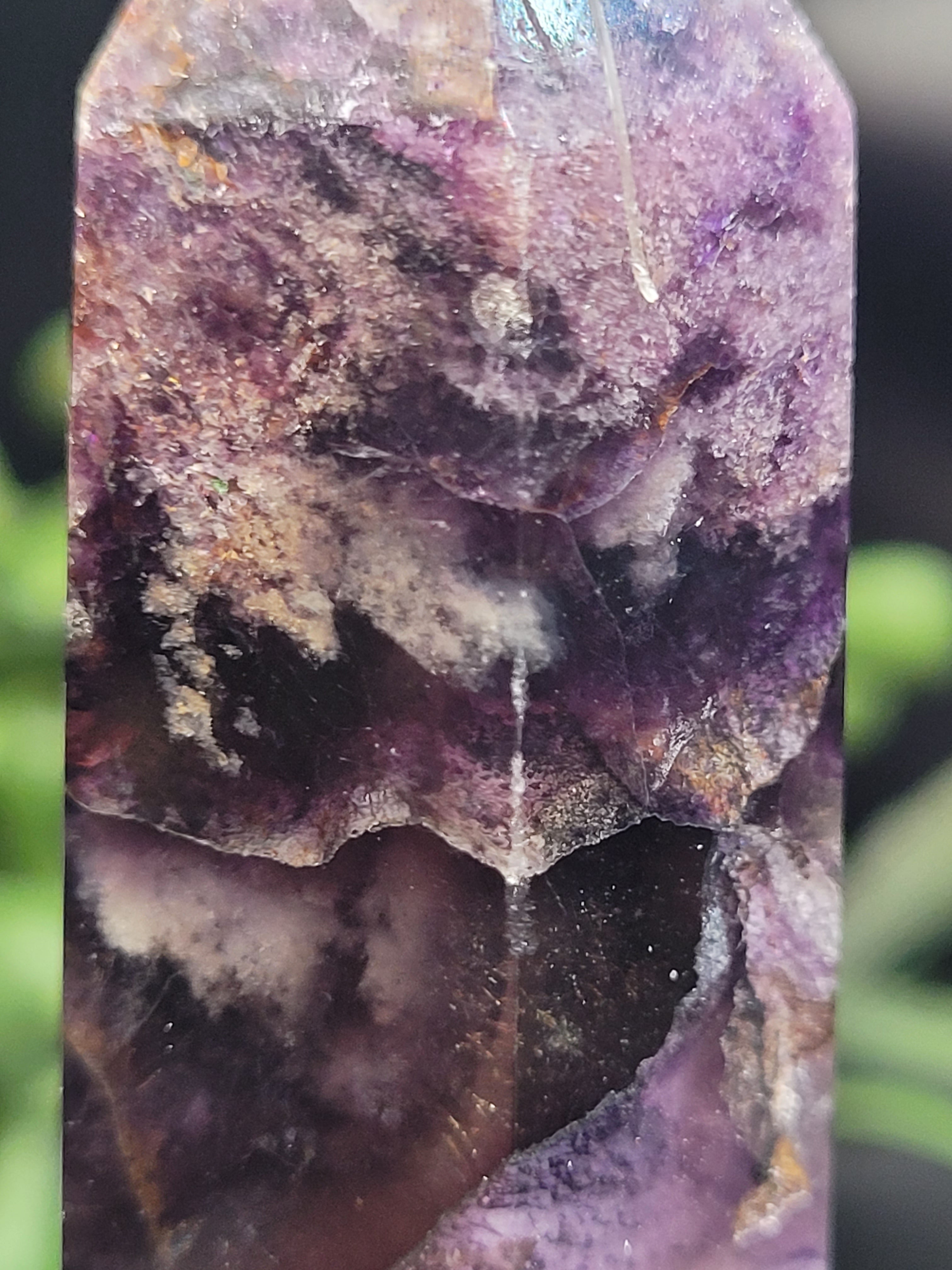 Root Fluorite Tower | UV Reactive Purple & Cream Crystal Point