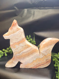 Pink Lace Agate Fox Carving