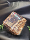 Chocolate Calcite Cube | Natural Banded Brown Calcite Display Stone