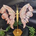 Pink Crazy Lace Agate Butterfly Wings with Druzy