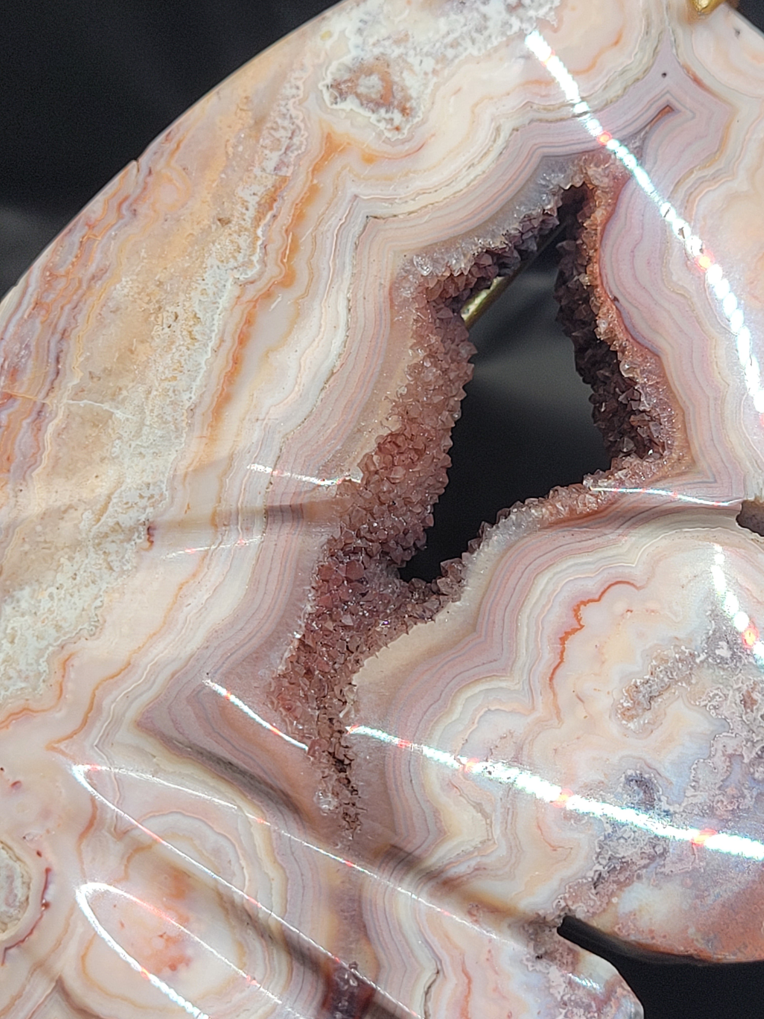 Pink Crazy Lace Agate Butterfly Wings with Druzy