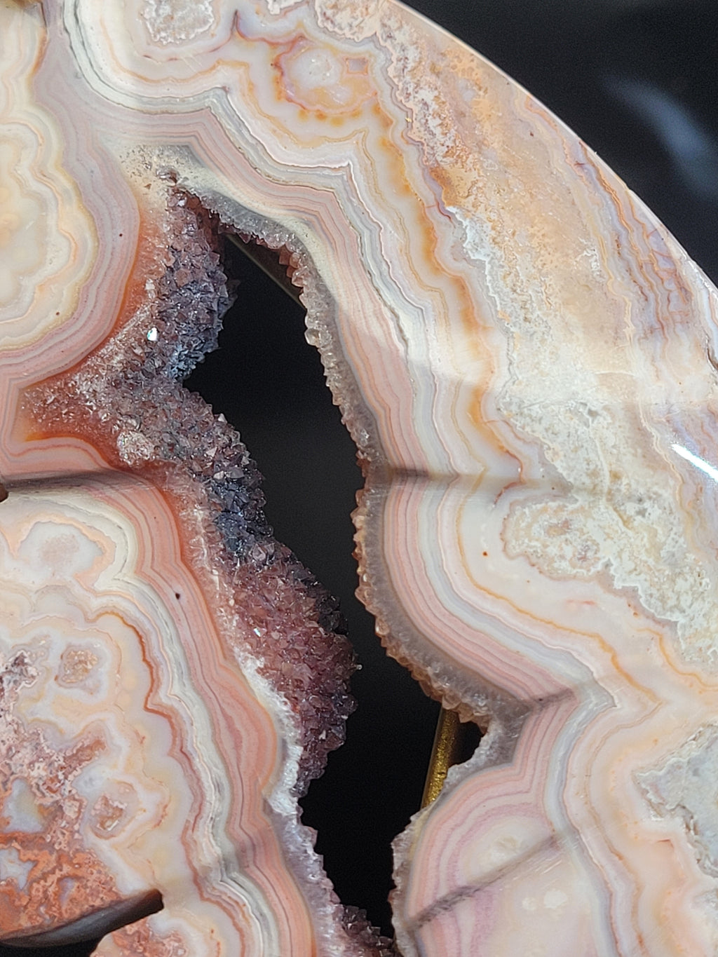 Pink Crazy Lace Agate Butterfly Wings with Druzy