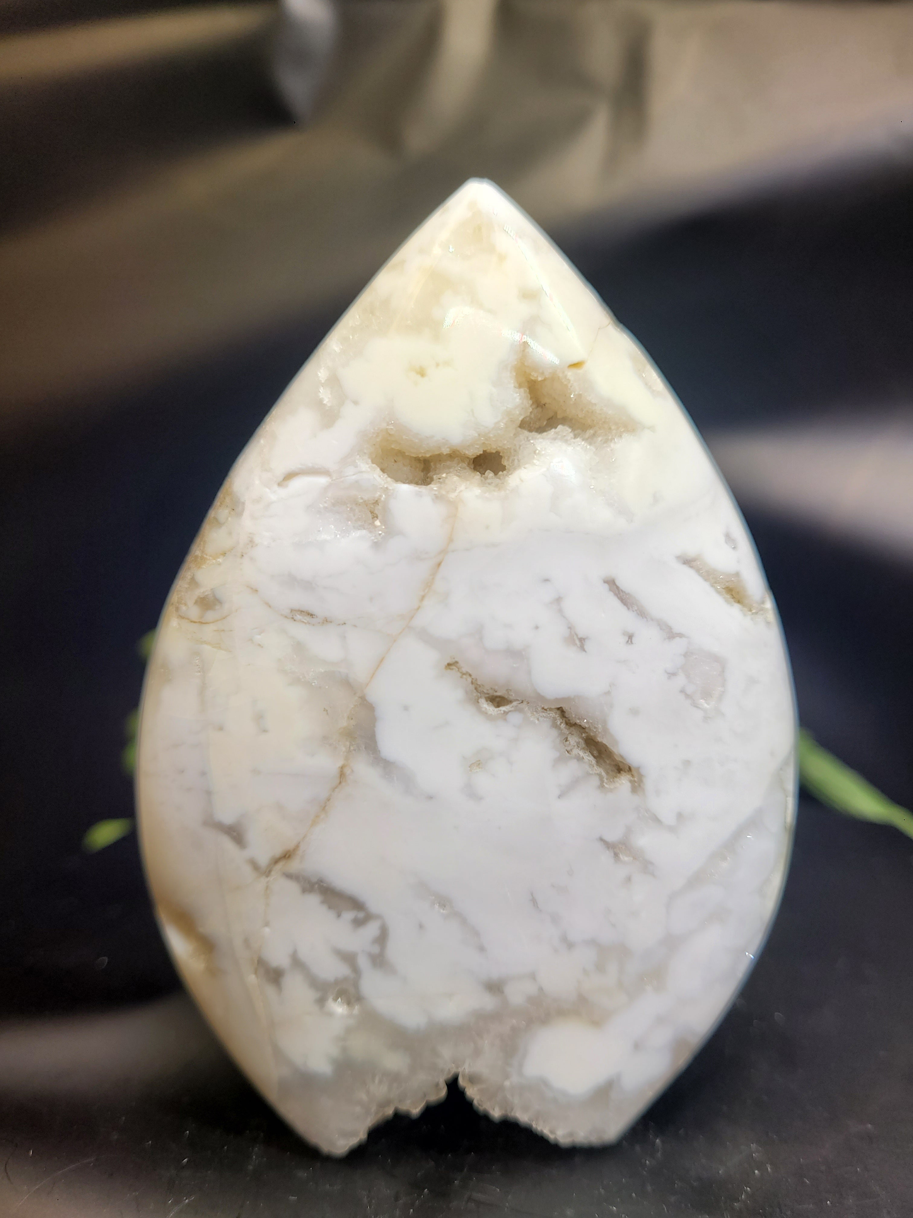 White Plume Agate Freeform with Druzy