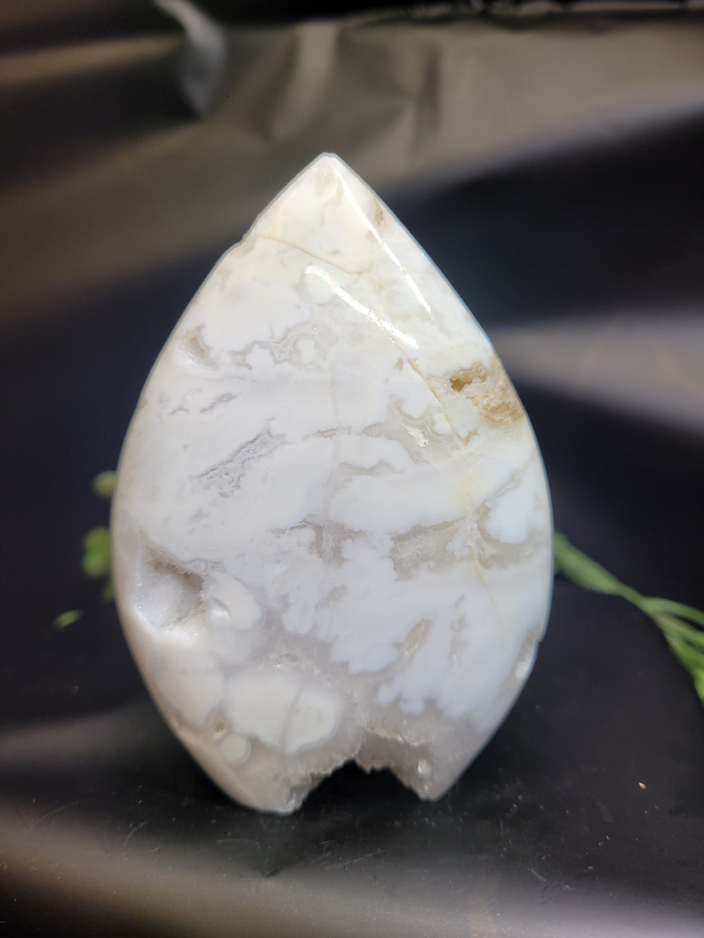 White Plume Agate Freeform with Druzy