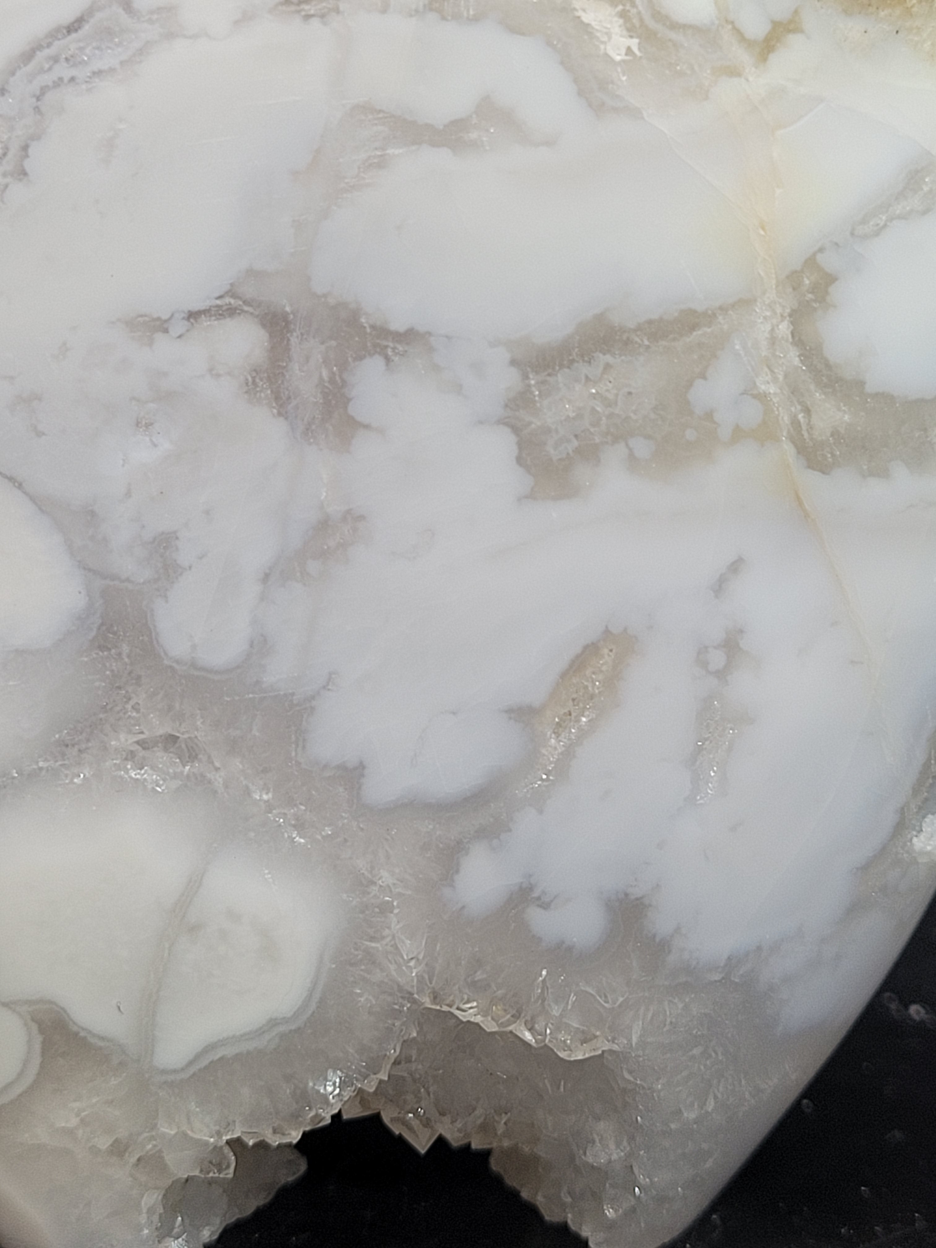White Plume Agate Freeform with Druzy