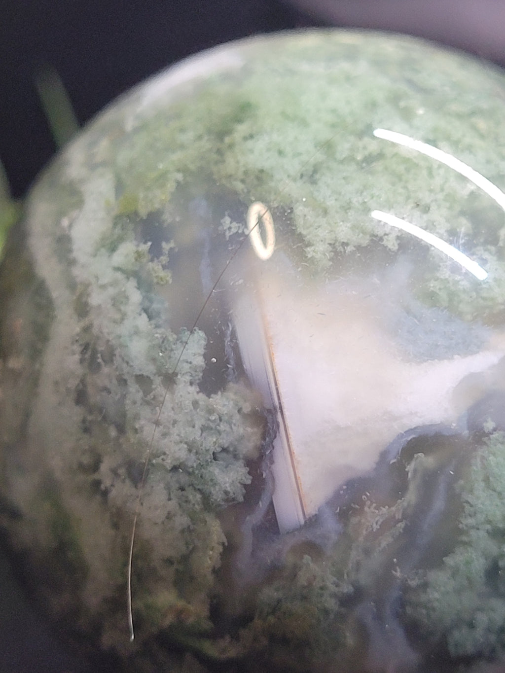 Moss Agate Sphere with Natural Vug
