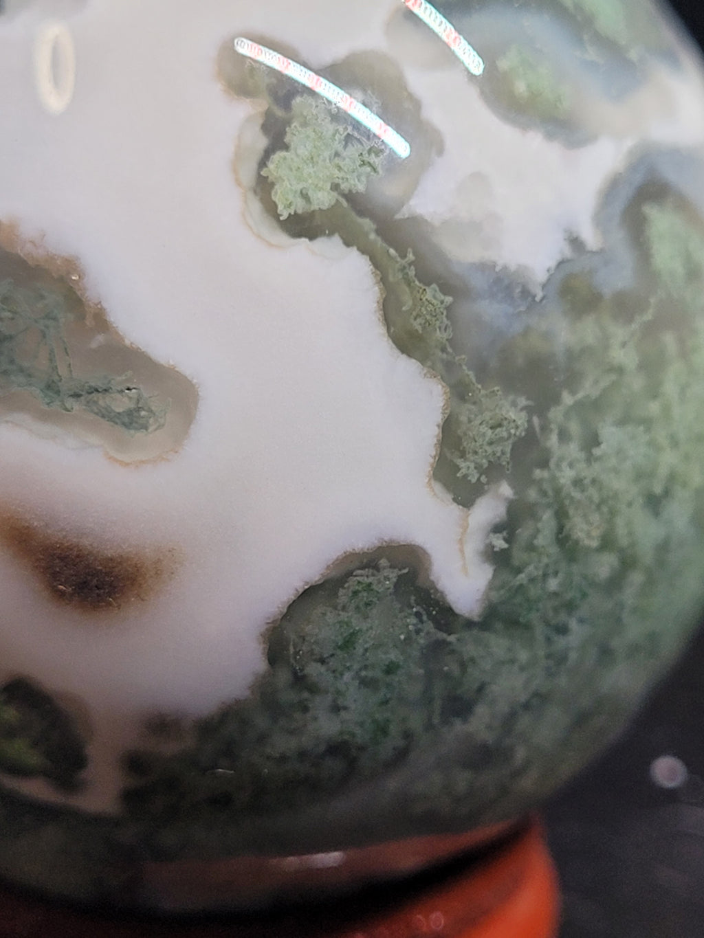 Moss Agate Sphere with Natural Vug