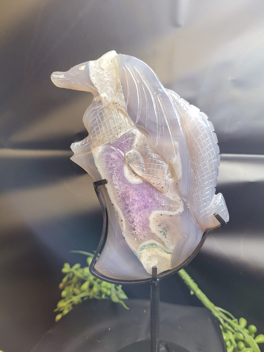Amethyst Agate Dragon with Druzy Crystal Cave