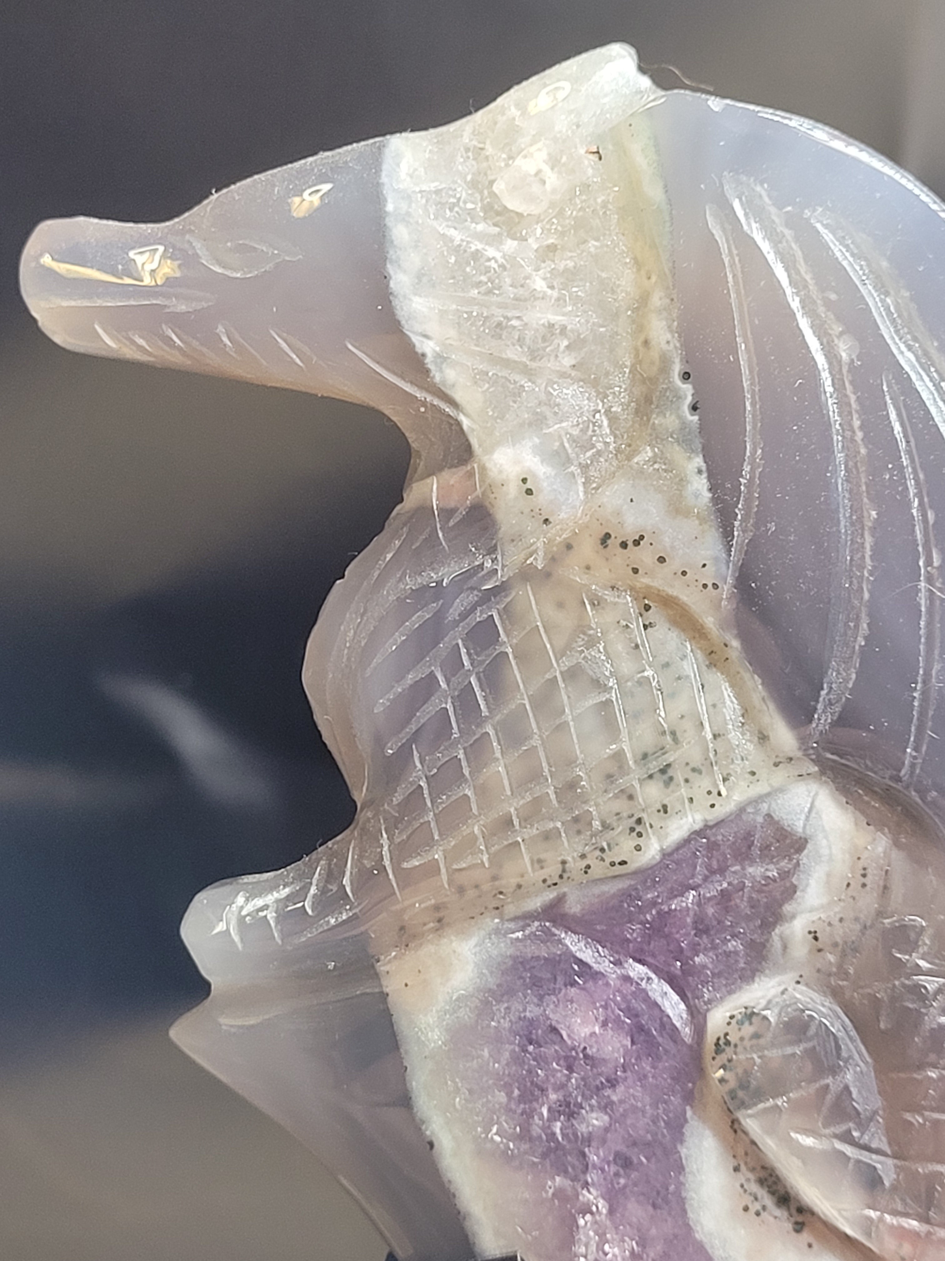 Amethyst Agate Dragon with Druzy Crystal Cave