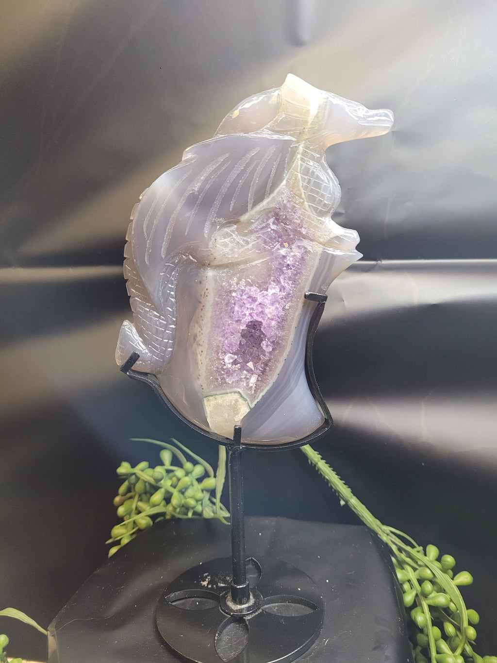 Amethyst Agate Dragon with Druzy Crystal Cave