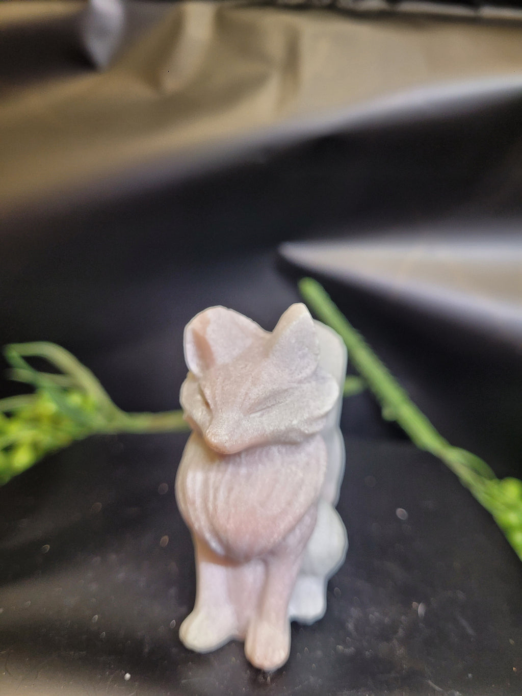 Pink Opal Fox Carving