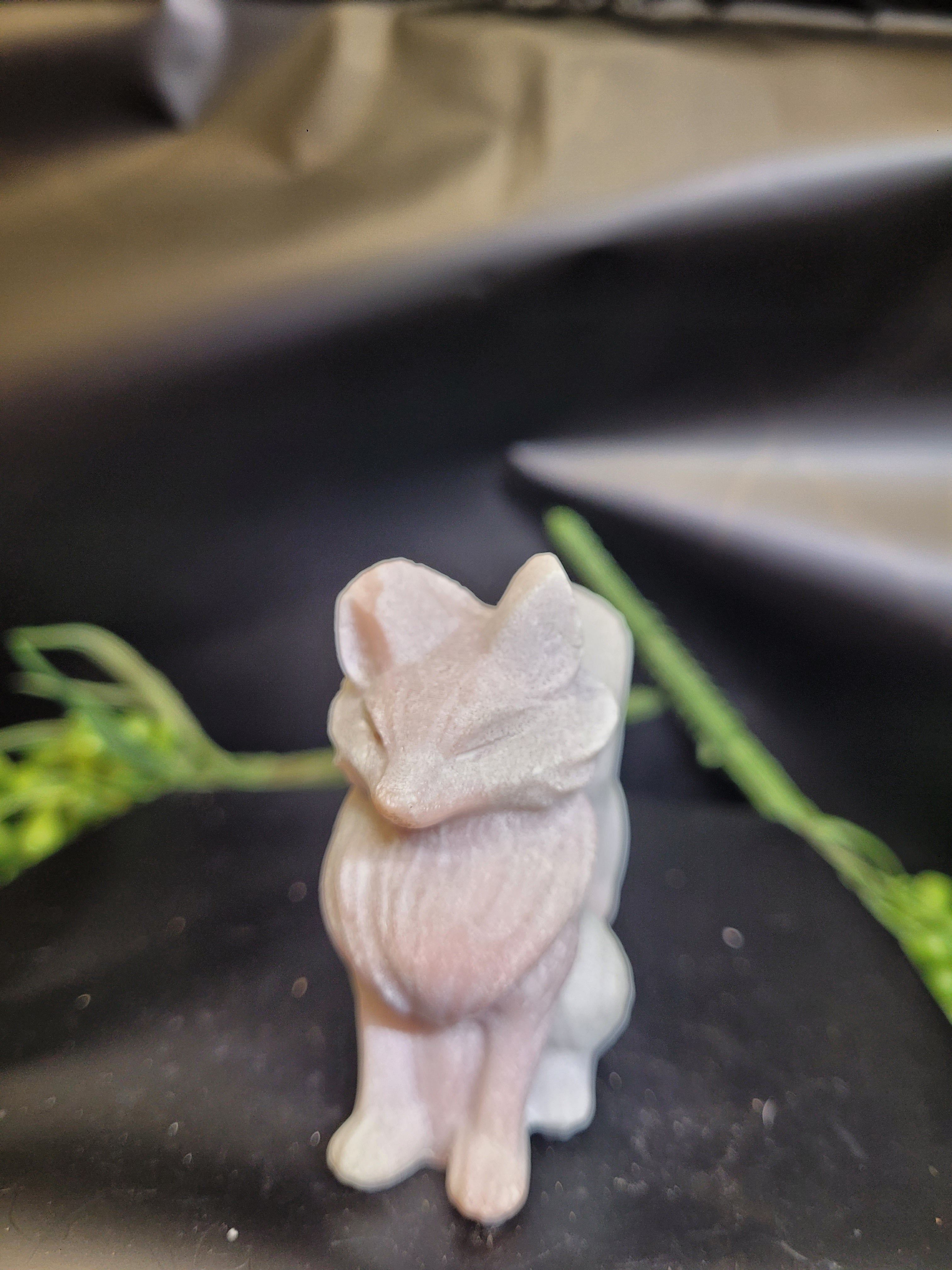 Pink Opal Fox Carving
