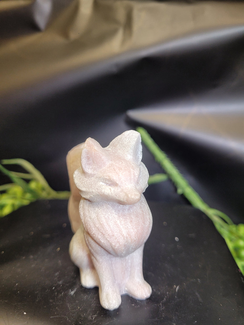 Pink Opal Fox Carving