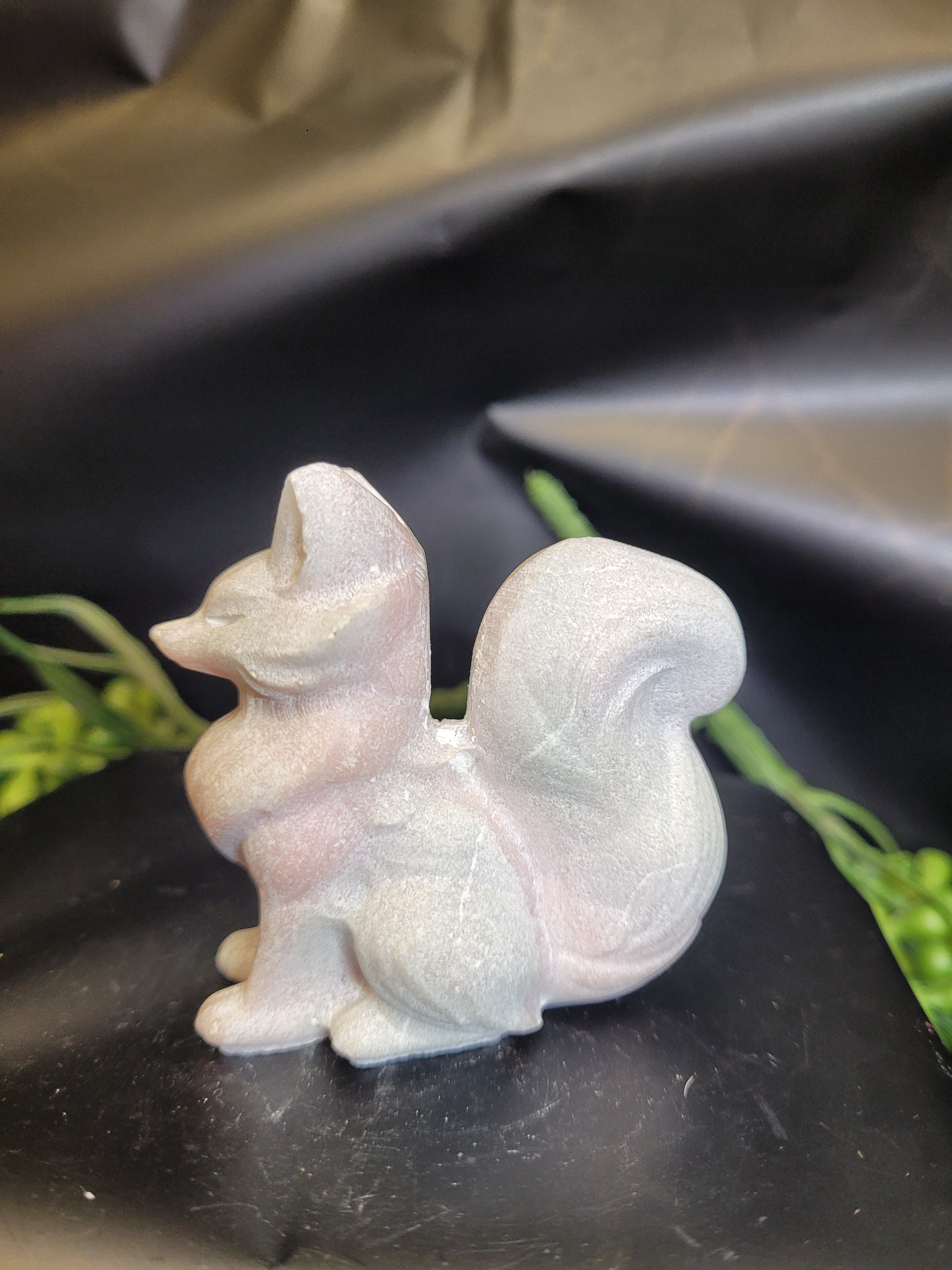 Pink Opal Fox Carving