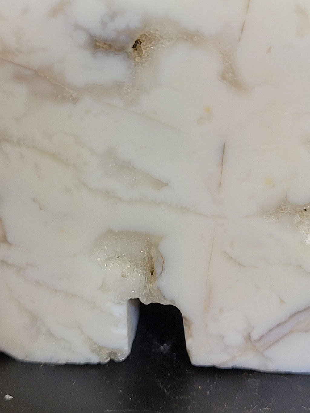 White Plume Agate Bear • Natural Quartz Vugs