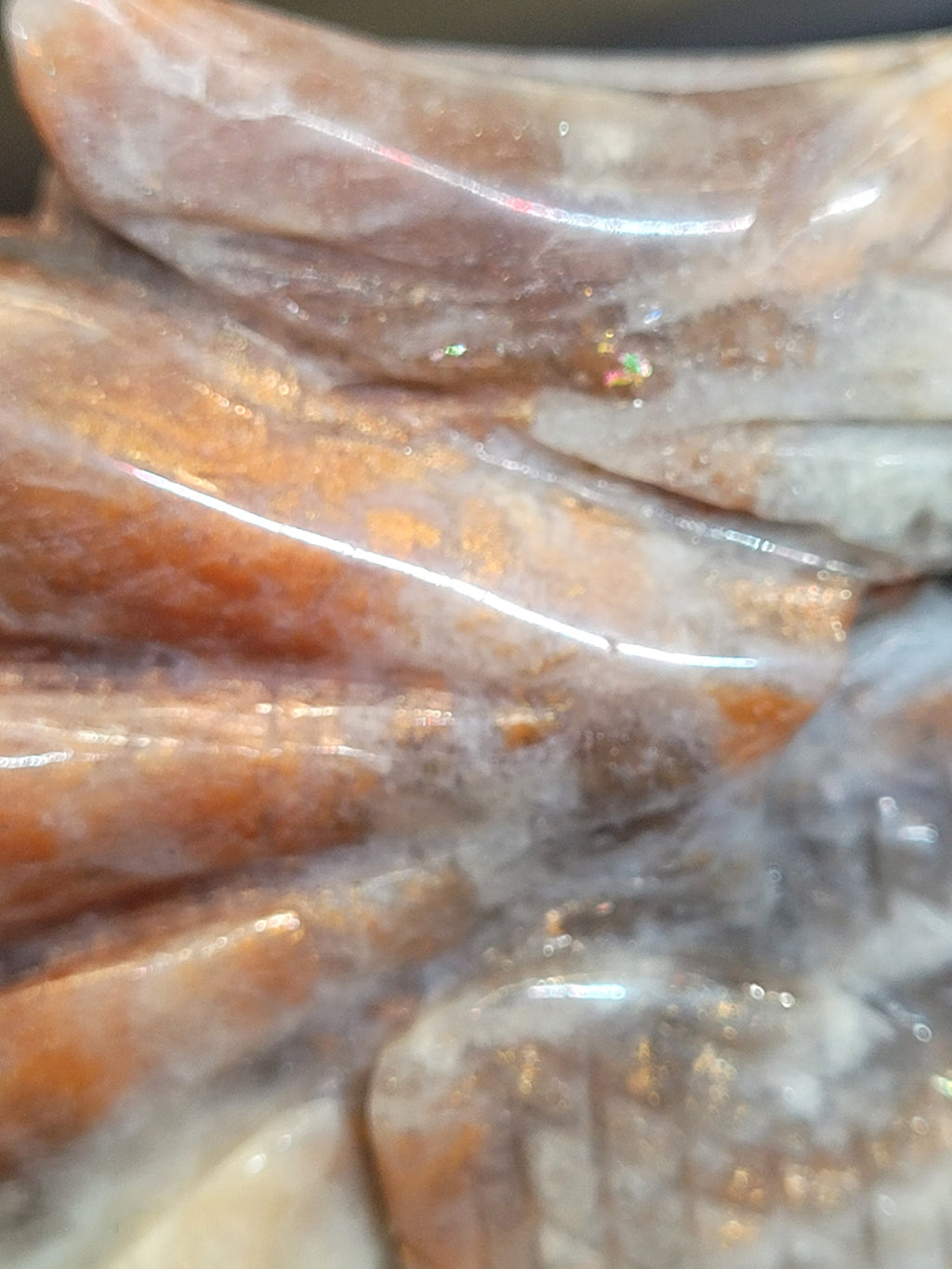Moonstone with Sunstone Dragon • Natural Flash