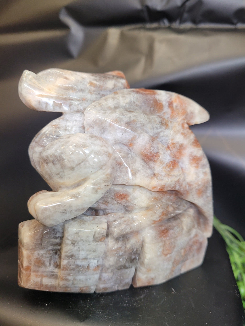 Moonstone with Sunstone Dragon • Natural Flash