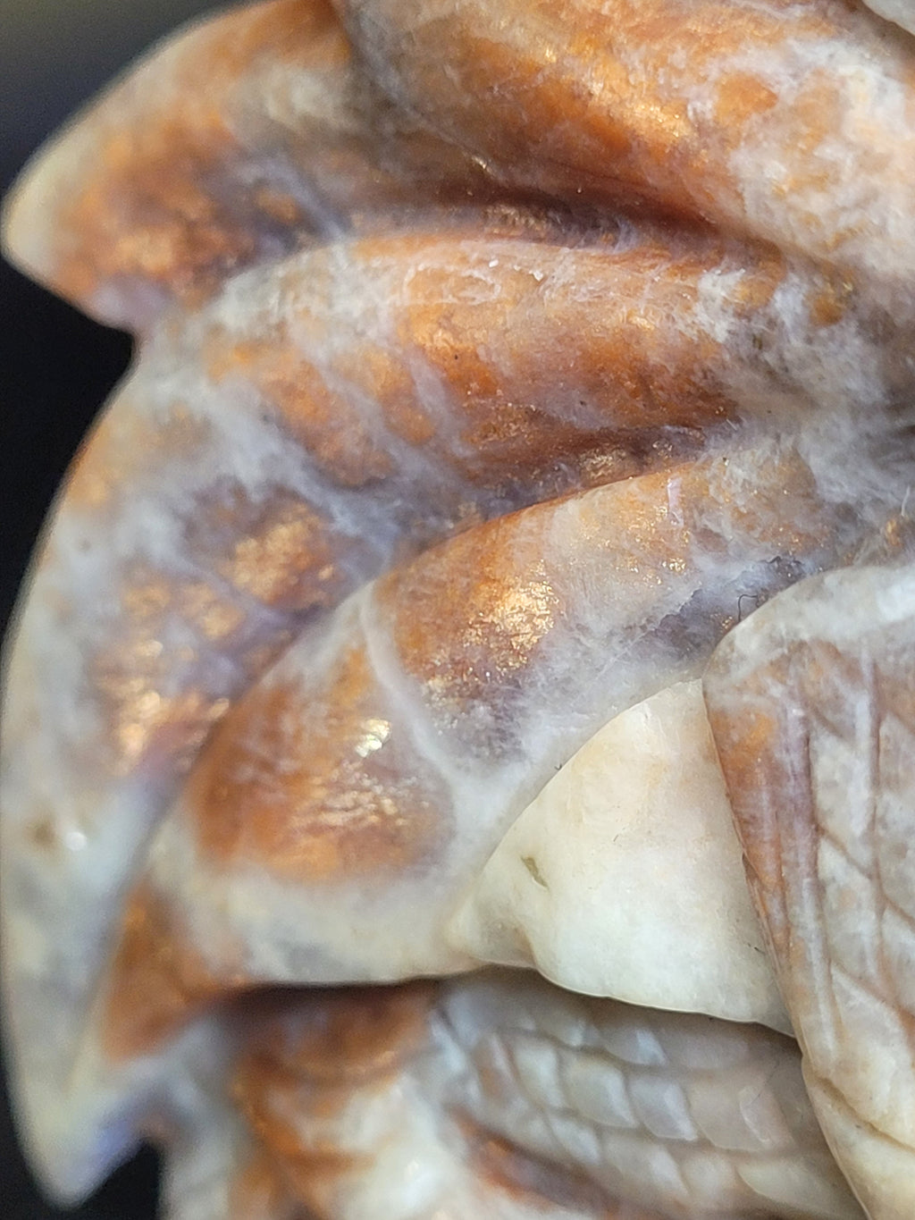 Moonstone with Sunstone Dragon • Natural Flash