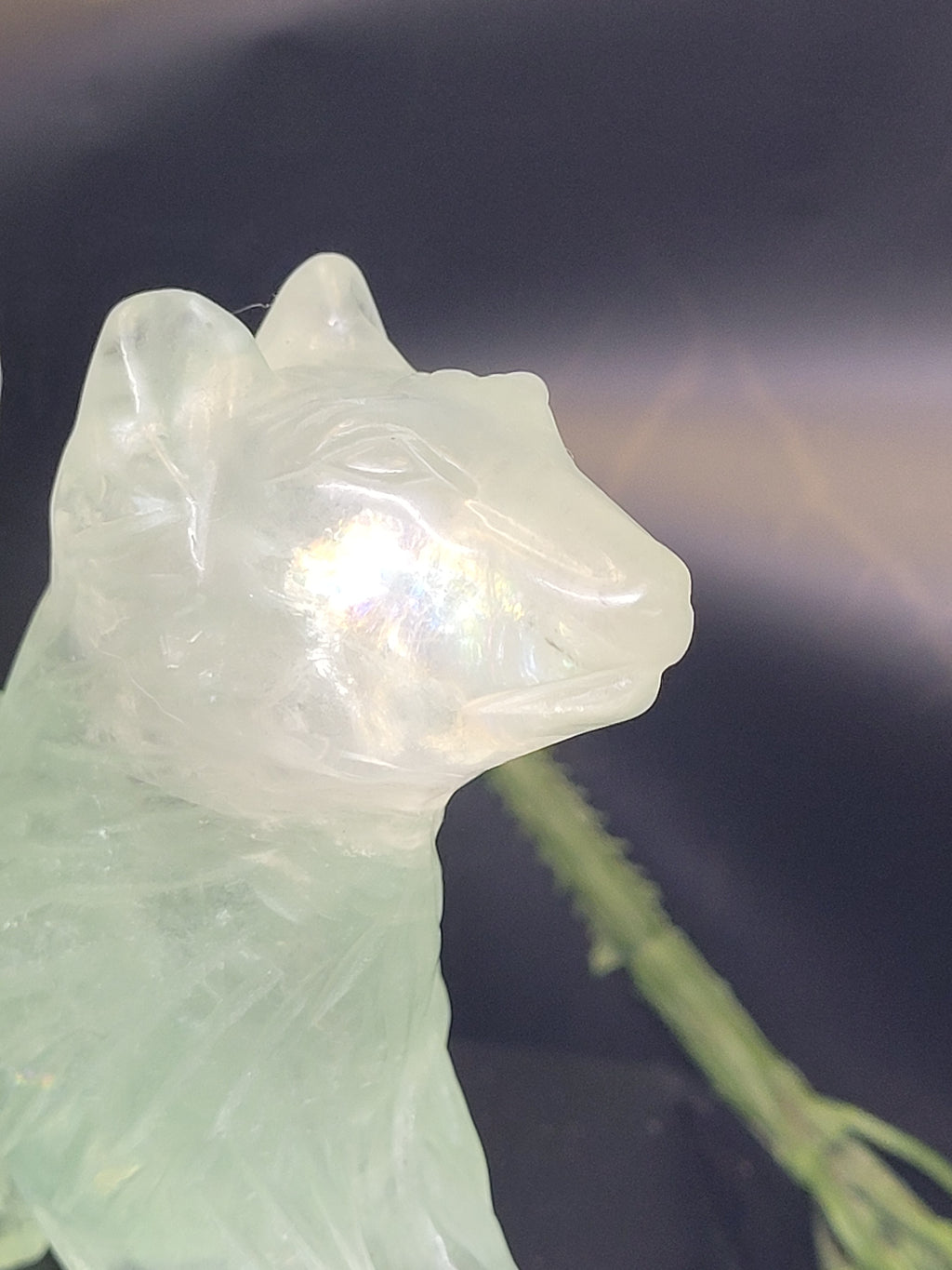Green Fluorite Nine-Tailed Fox • UV Reactive