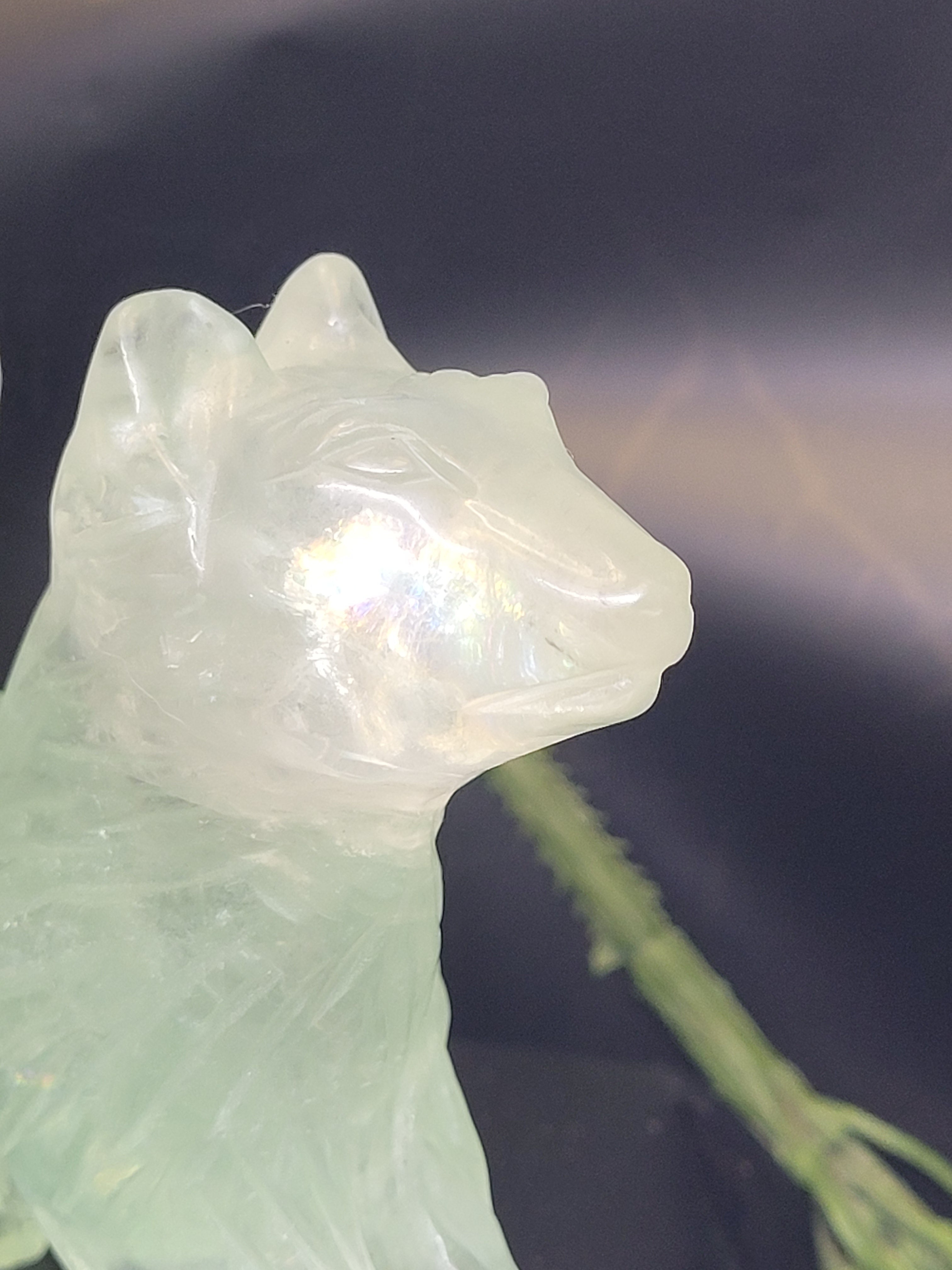 Green Fluorite Nine-Tailed Fox • UV Reactive