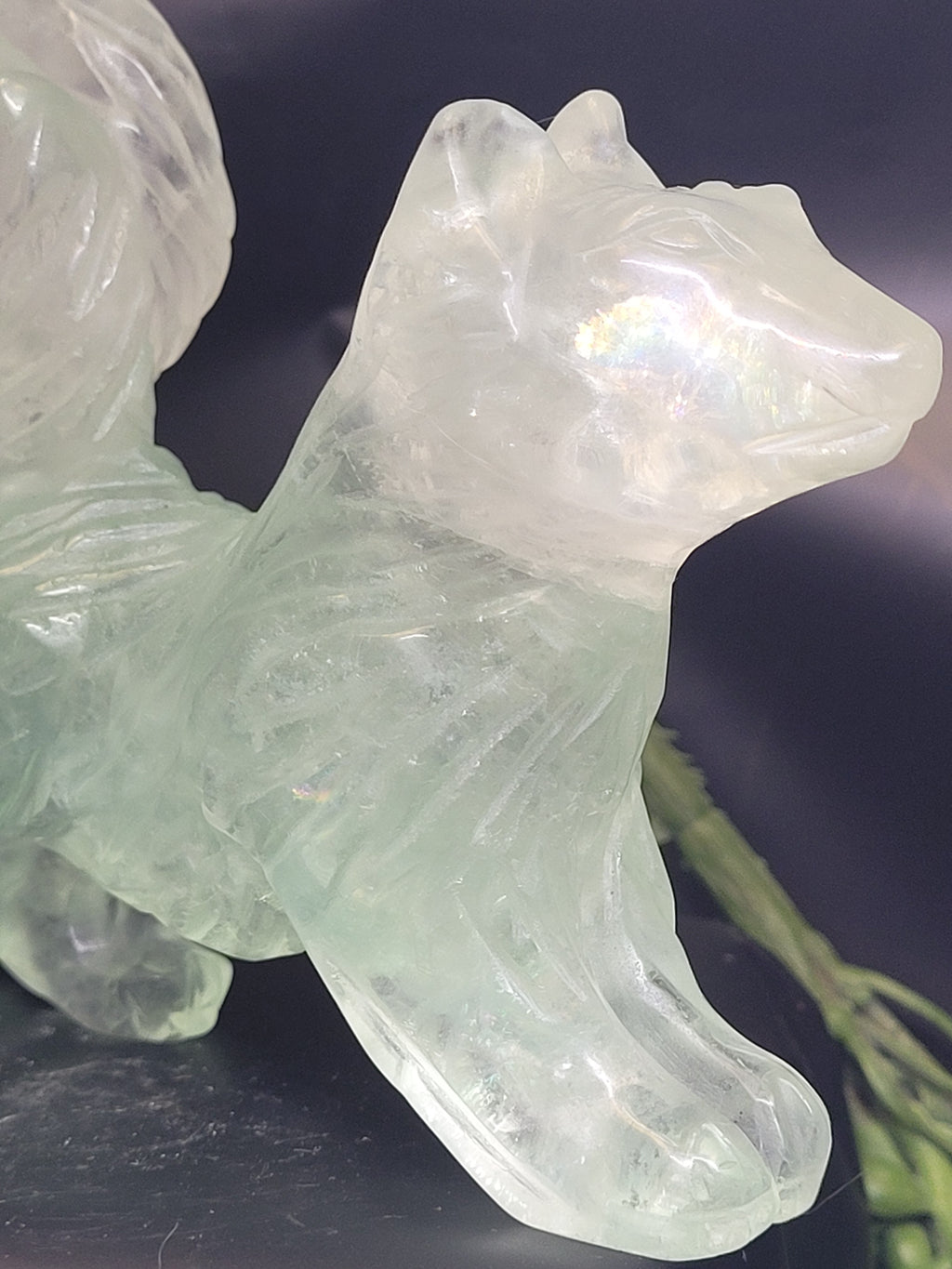 Green Fluorite Nine-Tailed Fox • UV Reactive
