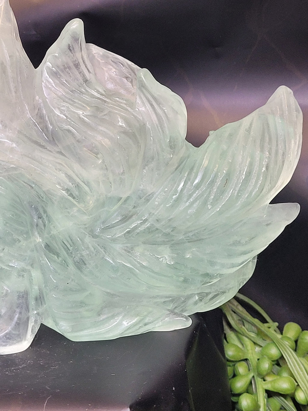 Green Fluorite Nine-Tailed Fox • UV Reactive