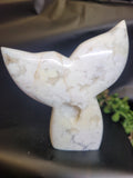 White Plume Agate Whale Tail • Druzy Pocket