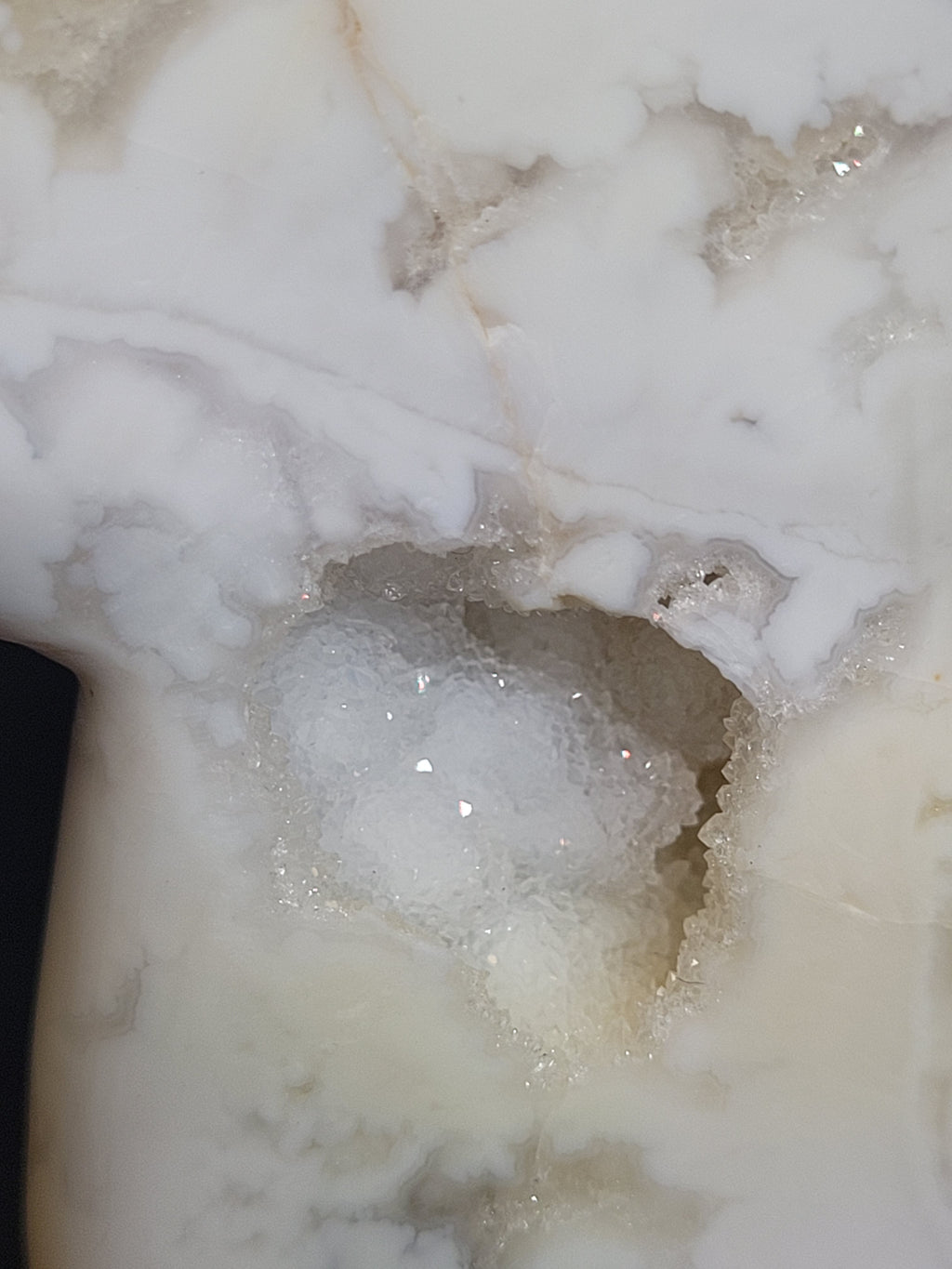 White Plume Agate Whale Tail • Druzy Pocket