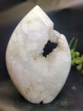 White Plume Agate Freeform • Open Druzy Window