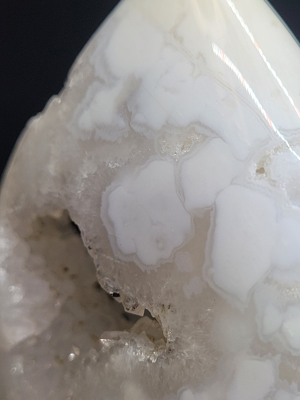 White Plume Agate Freeform • Open Druzy Window