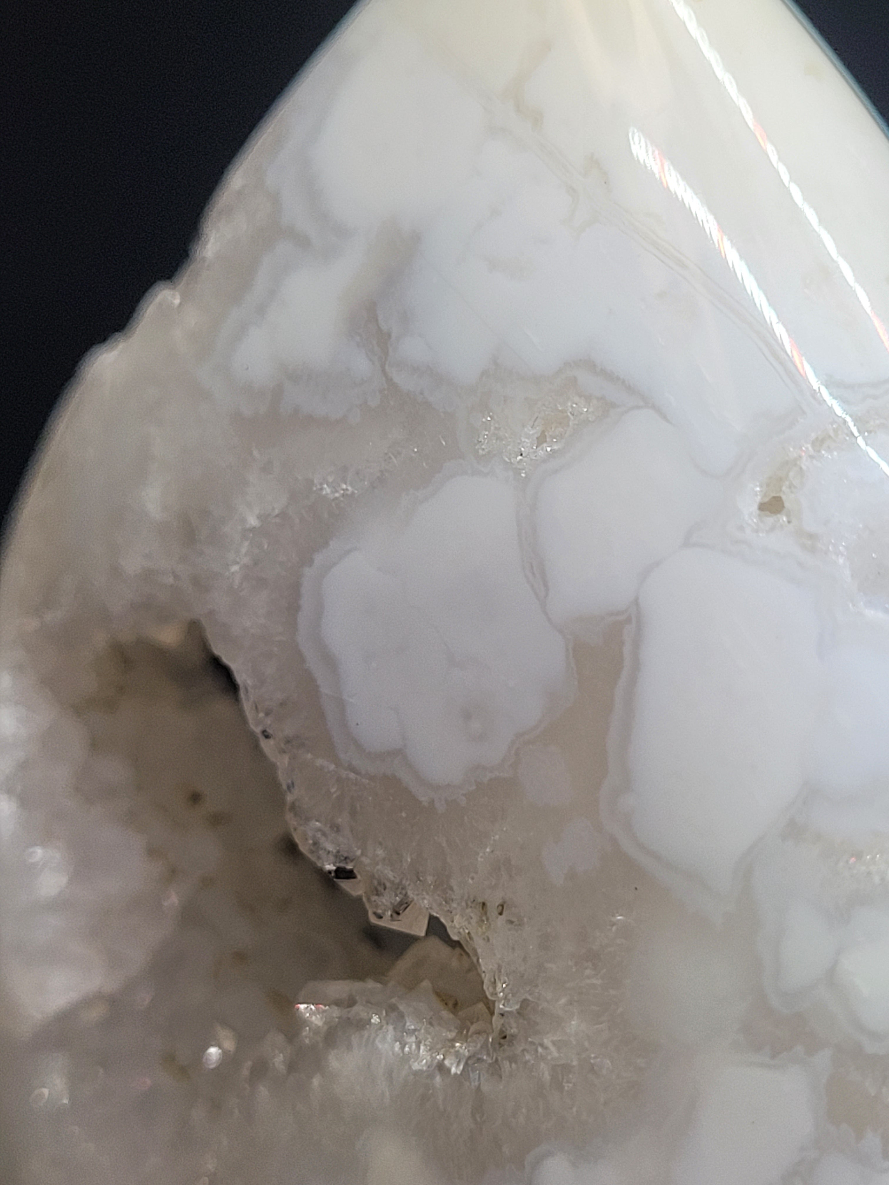 White Plume Agate Freeform • Open Druzy Window