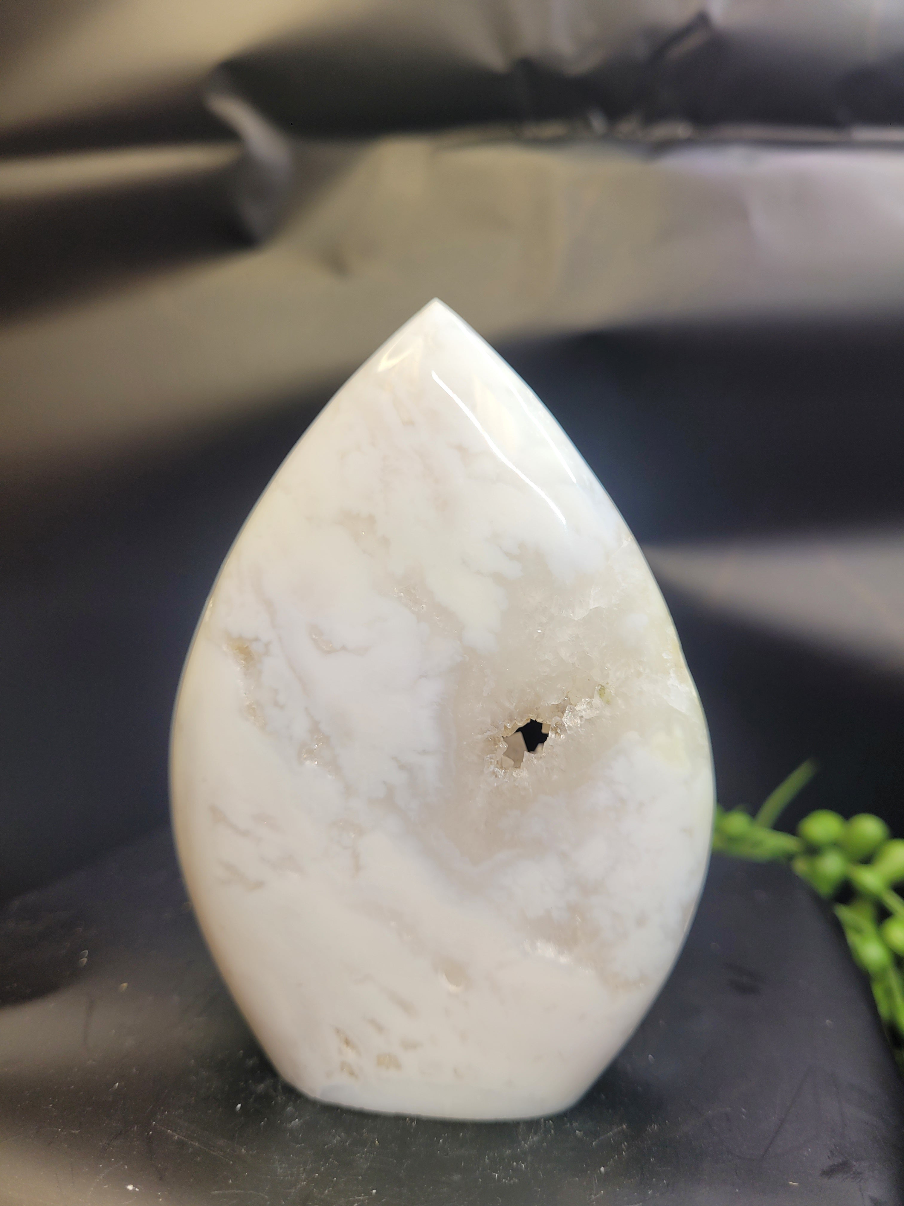 White Plume Agate Flame • Druzy Window