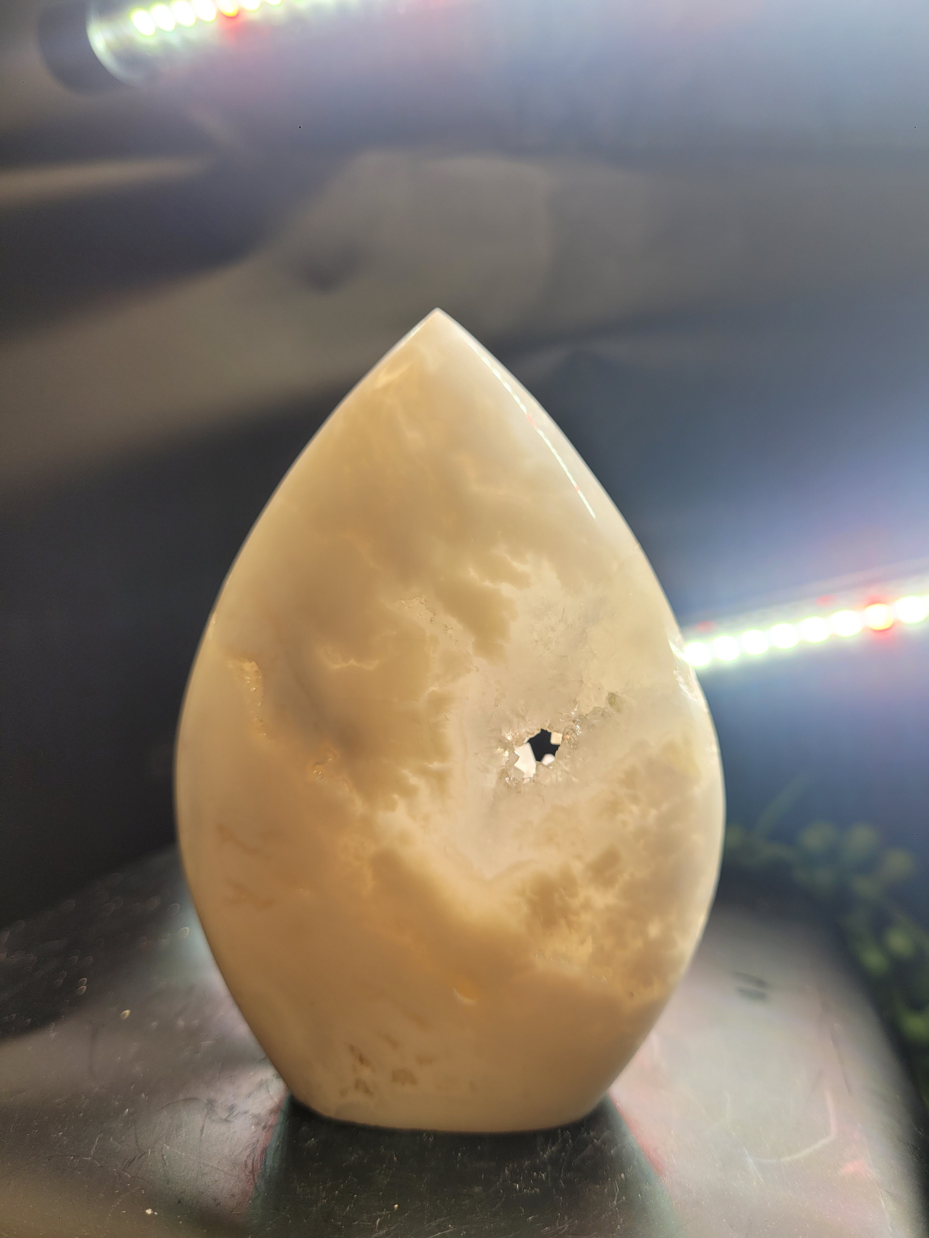 White Plume Agate Flame • Druzy Window