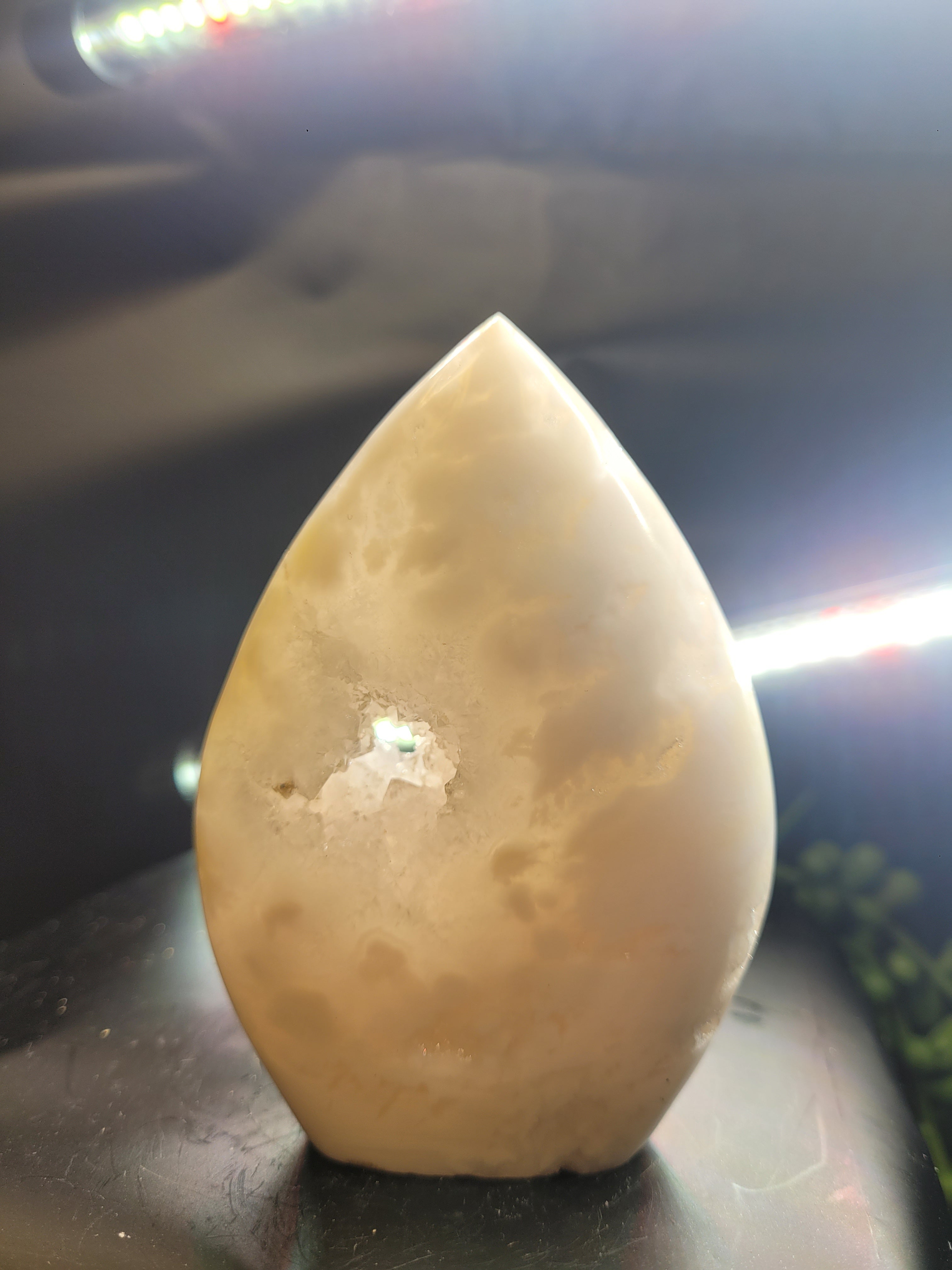 White Plume Agate Flame • Druzy Window