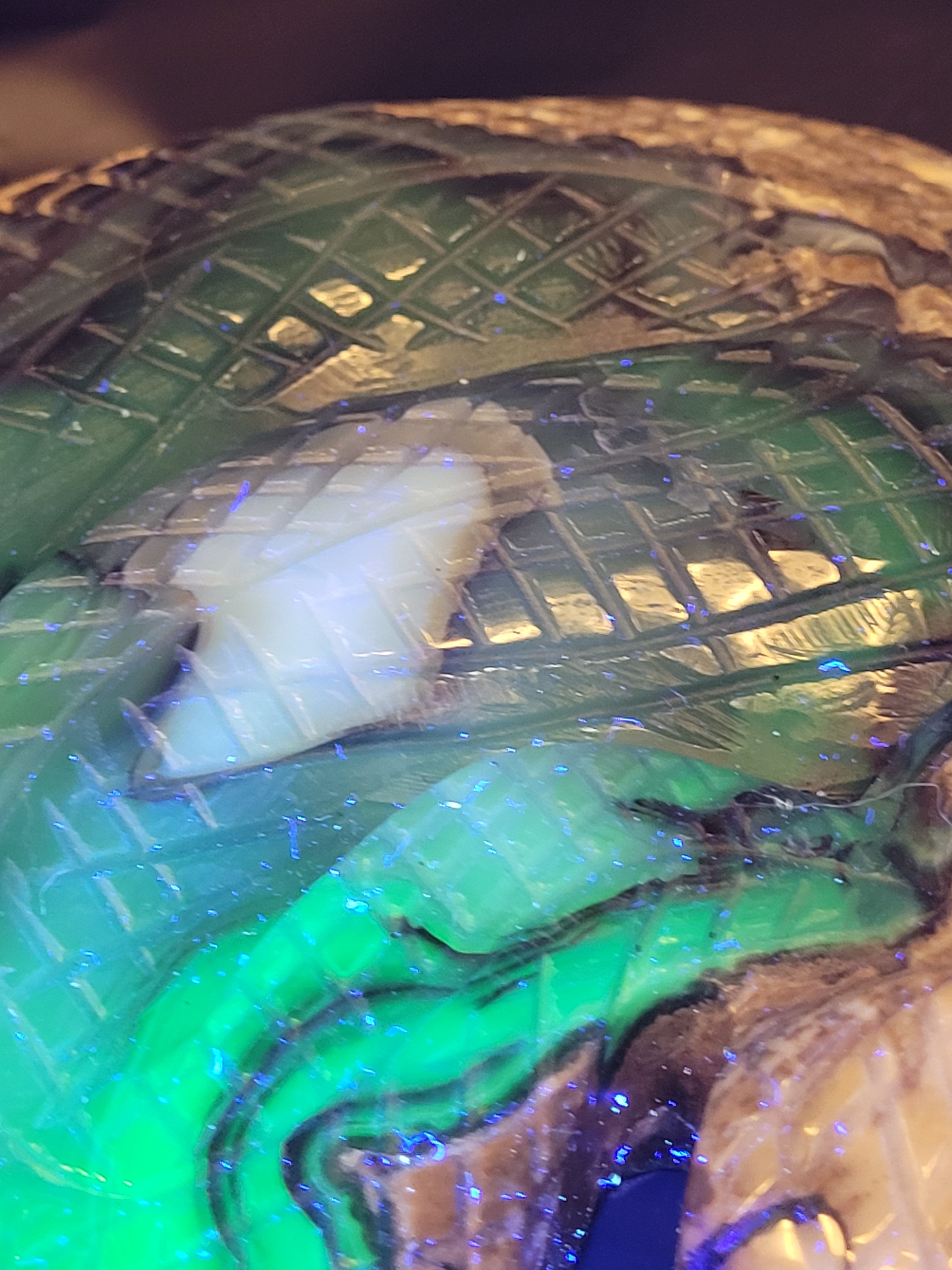 Volcano Agate Snake Carving - Natural UV Fluorescence