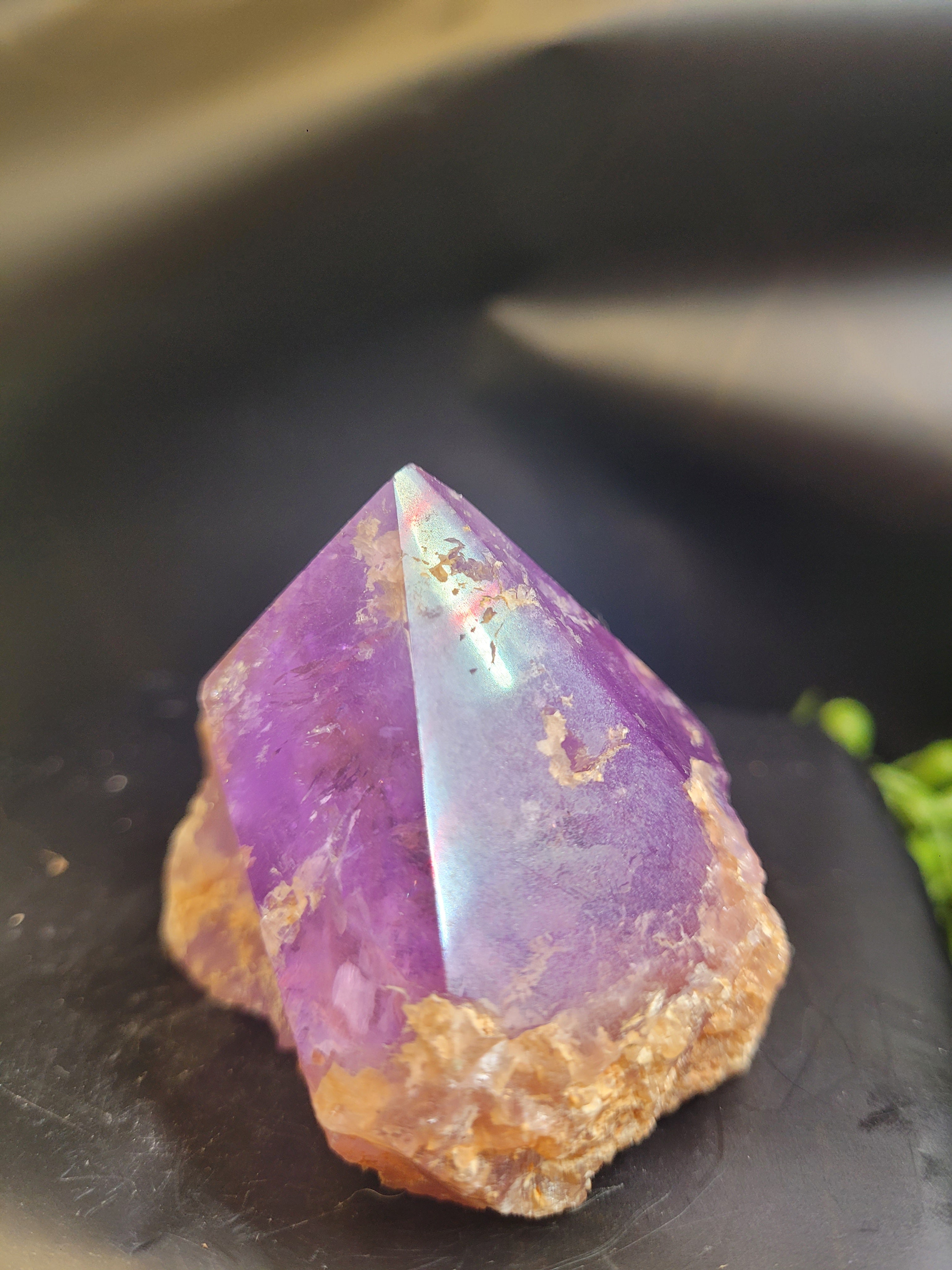 Natural Amethyst Point | Polished Crystal with Rough Base