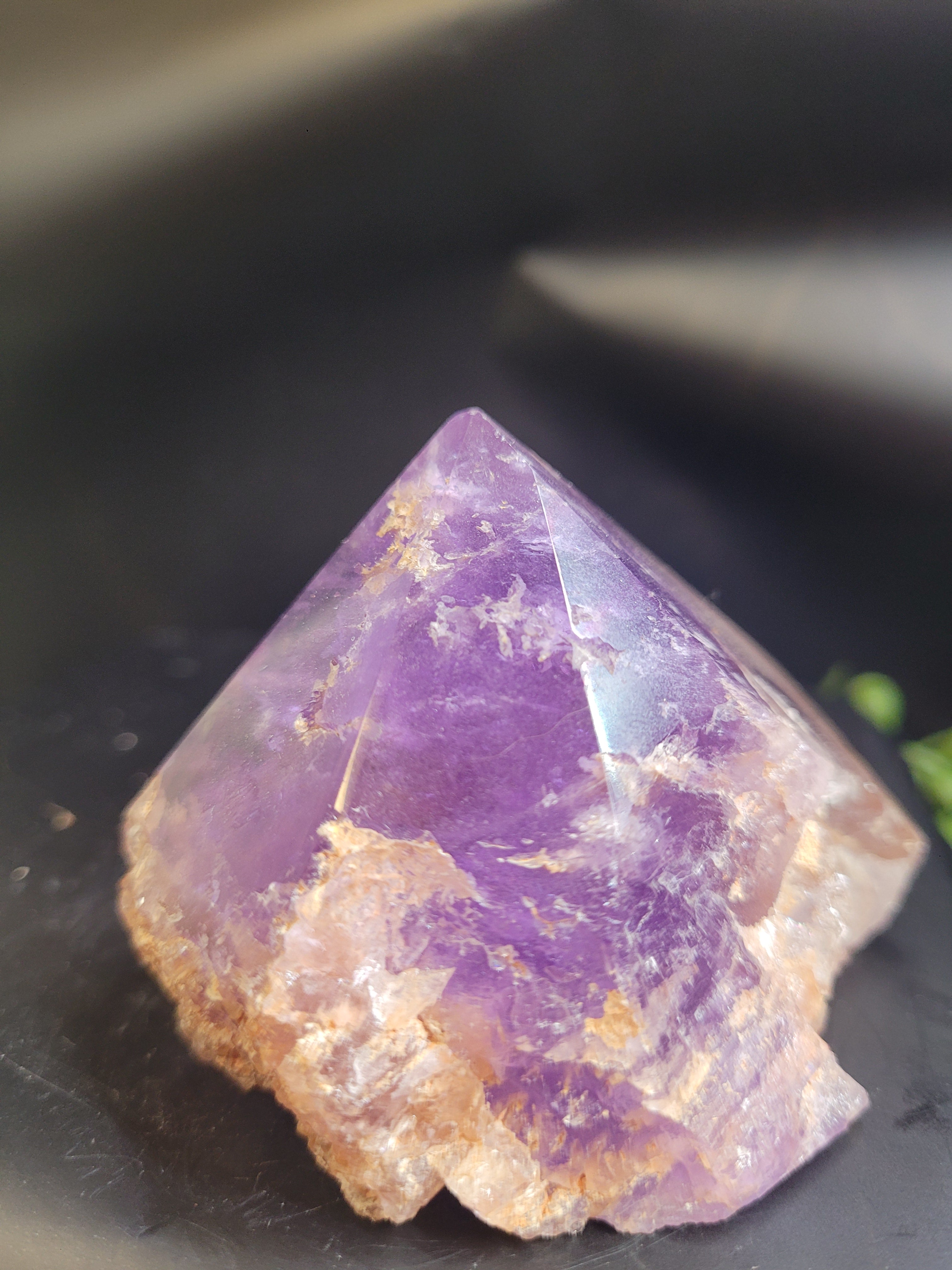 Natural Amethyst Point | Polished Crystal with Rough Base