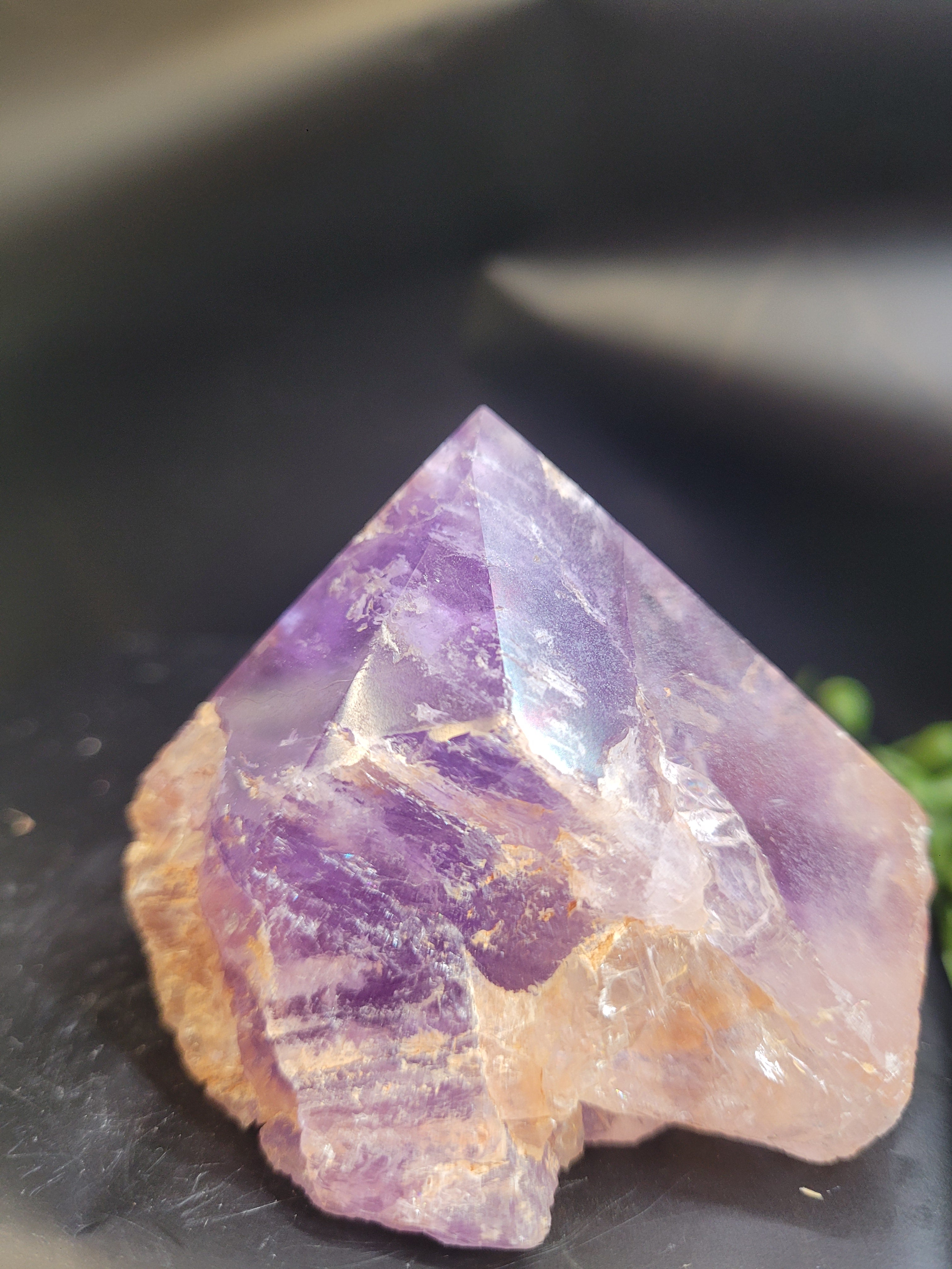 Natural Amethyst Point | Polished Crystal with Rough Base