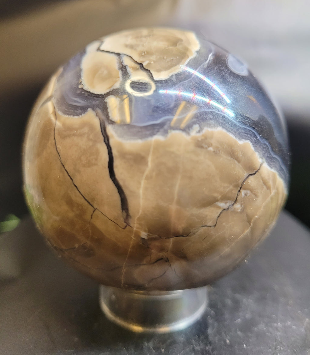 Volcano Agate Sphere | UV Reactive Banded Agate Crystal Sphere